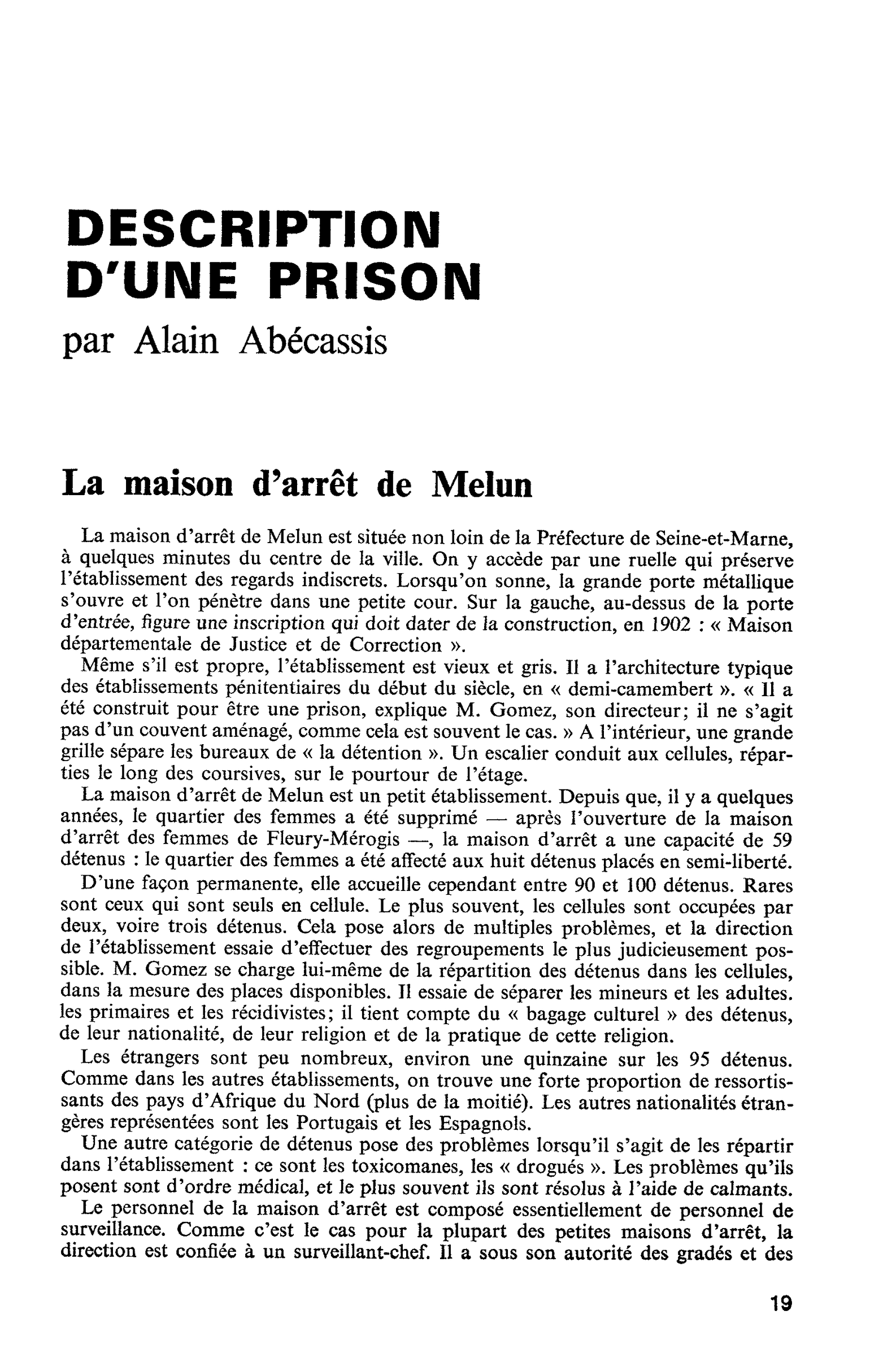 DESCRIPTION D’UNE PRISON