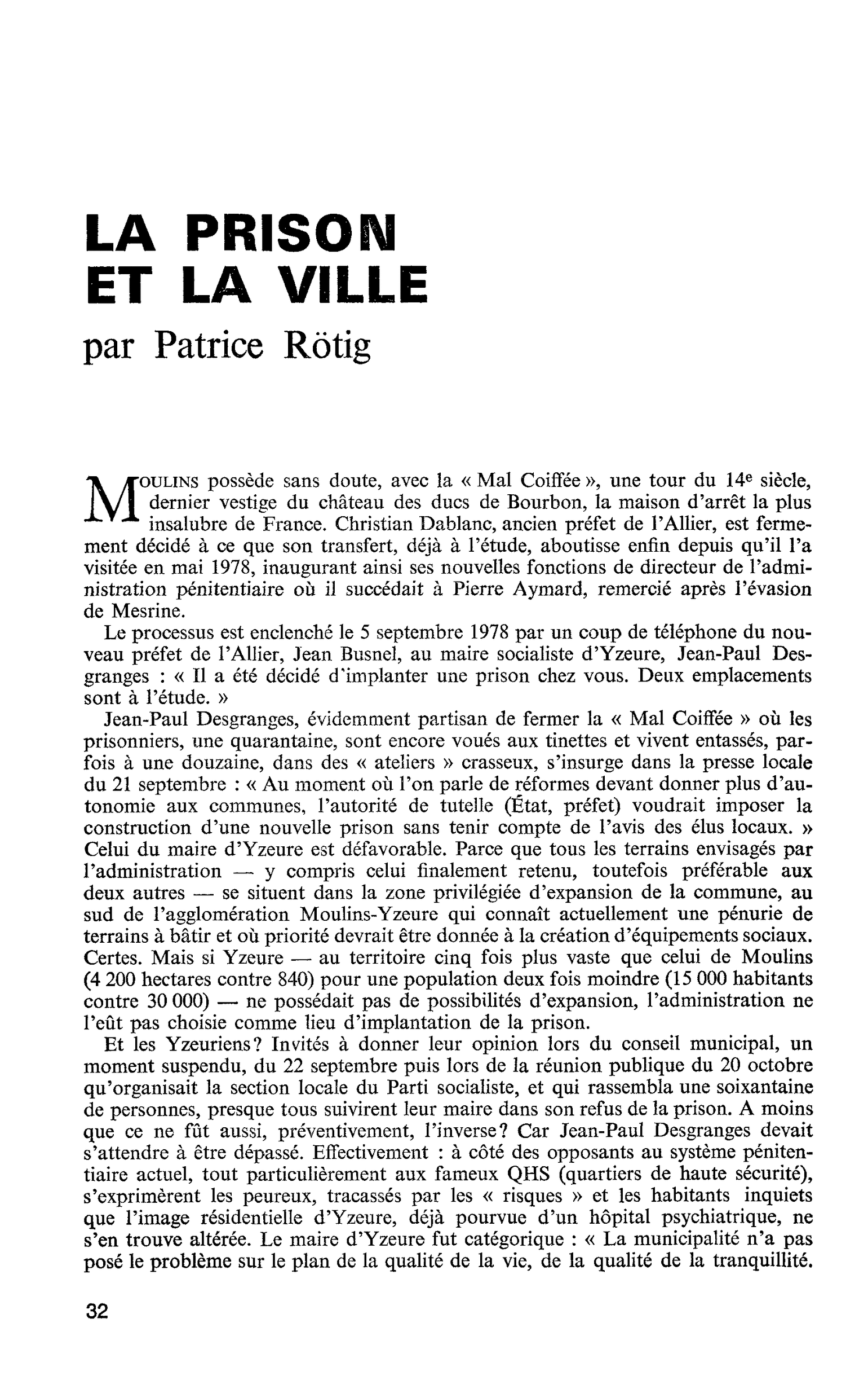 LA PRISON ET LA VILLE