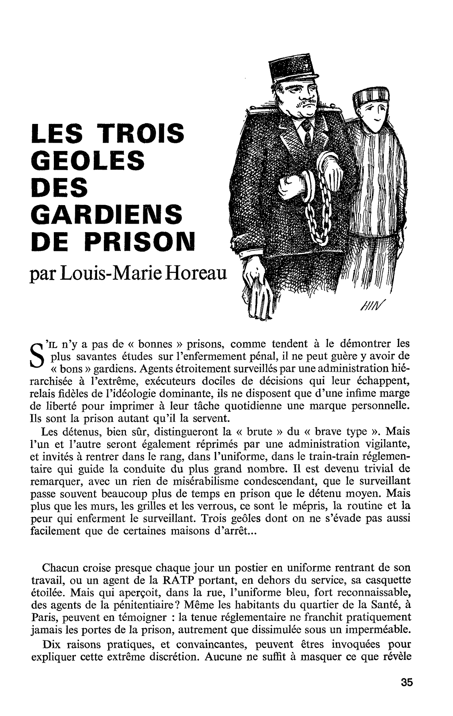 LES TROIS GEOLES DES GARDIENS DE PRISON