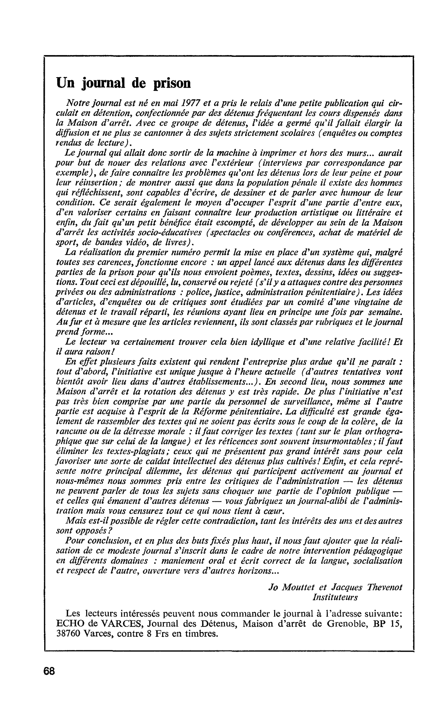 Un journal de prison