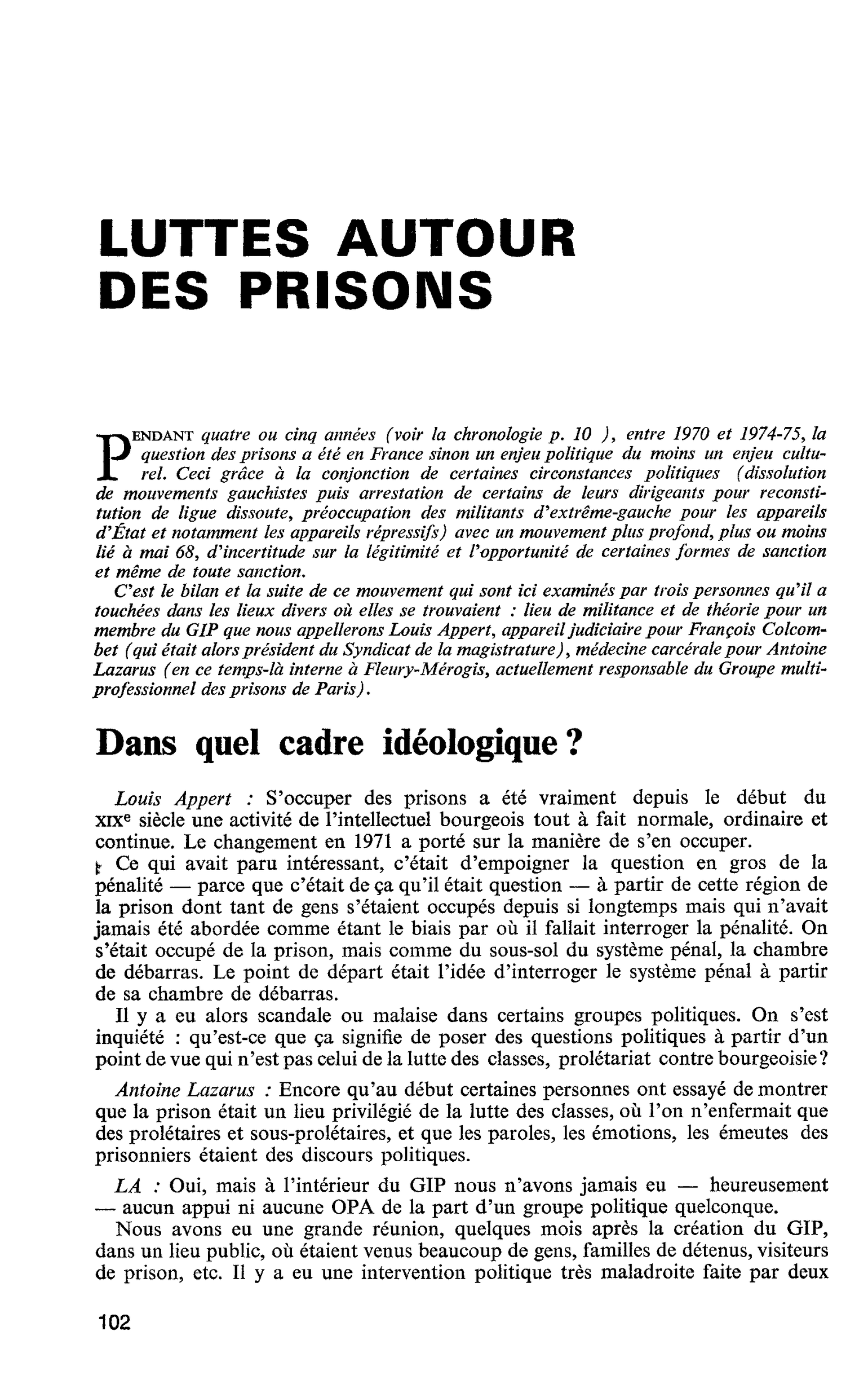 LUTTES AUTOUR DES PRISONS