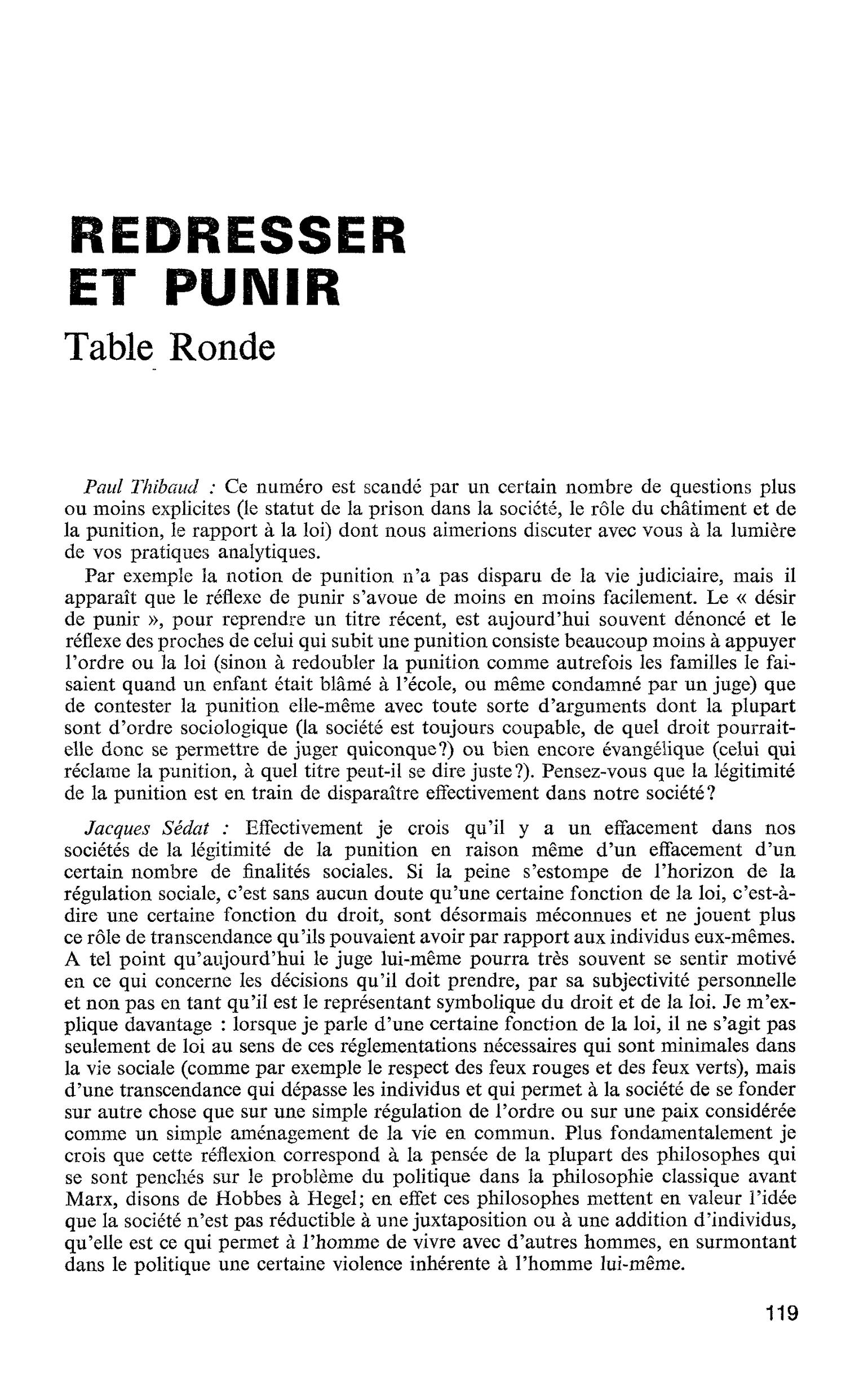 REDRESSER ET PUNIR