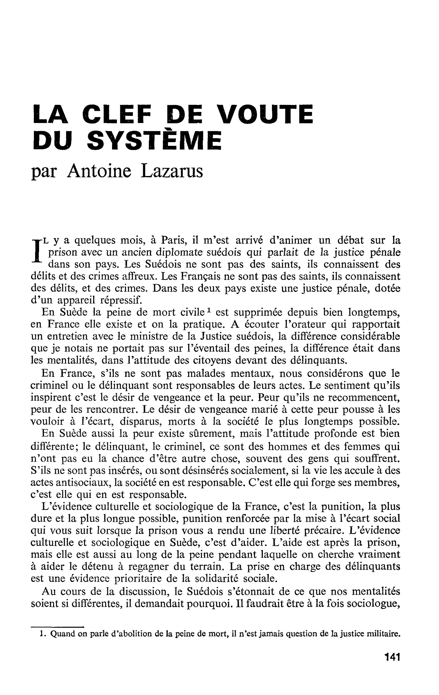 LA CLEF DE VOUTE DU SYSTÈME