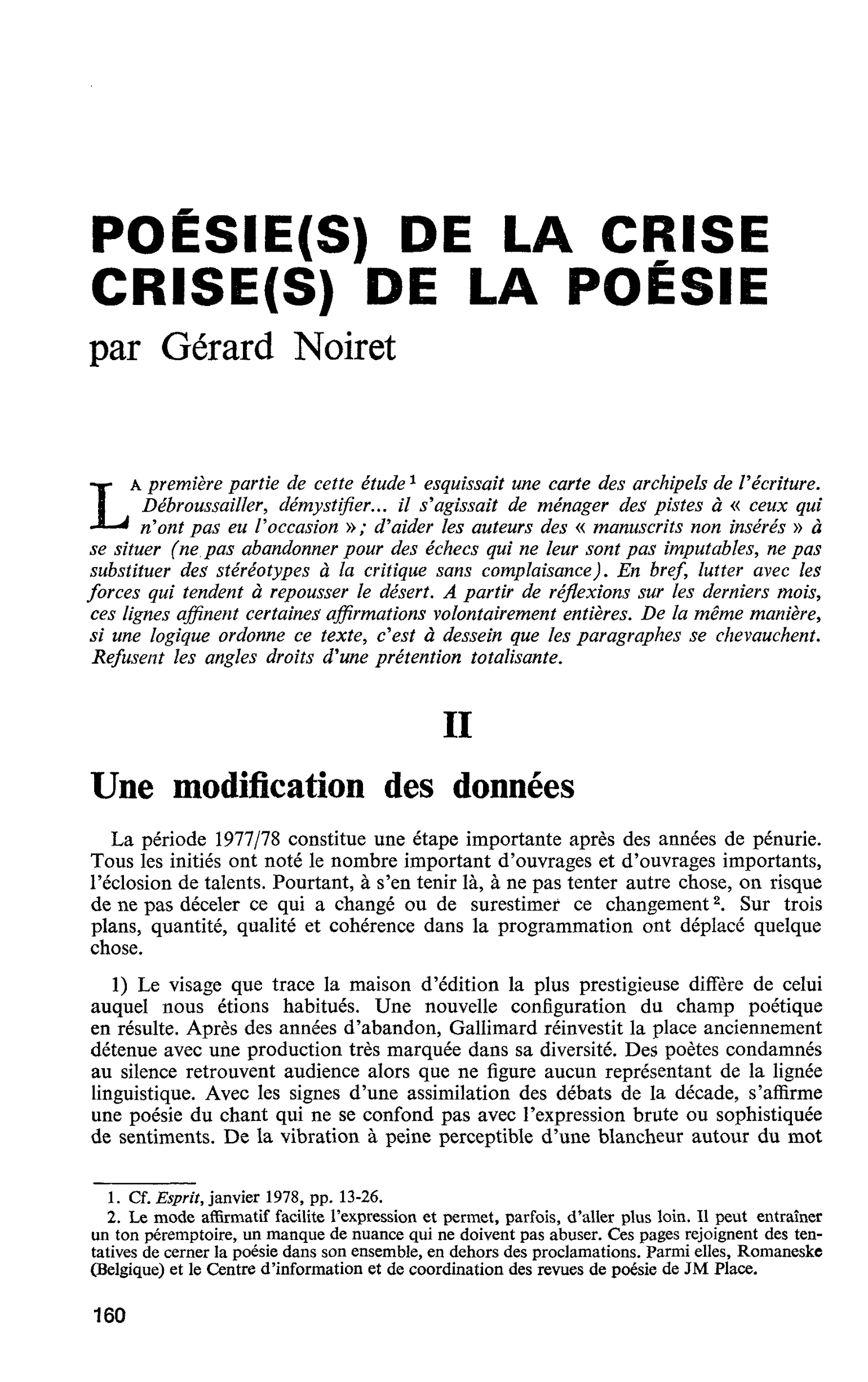 POËSIE(S) DE LA CRISE CRISE(S) DE LA POÉSIE