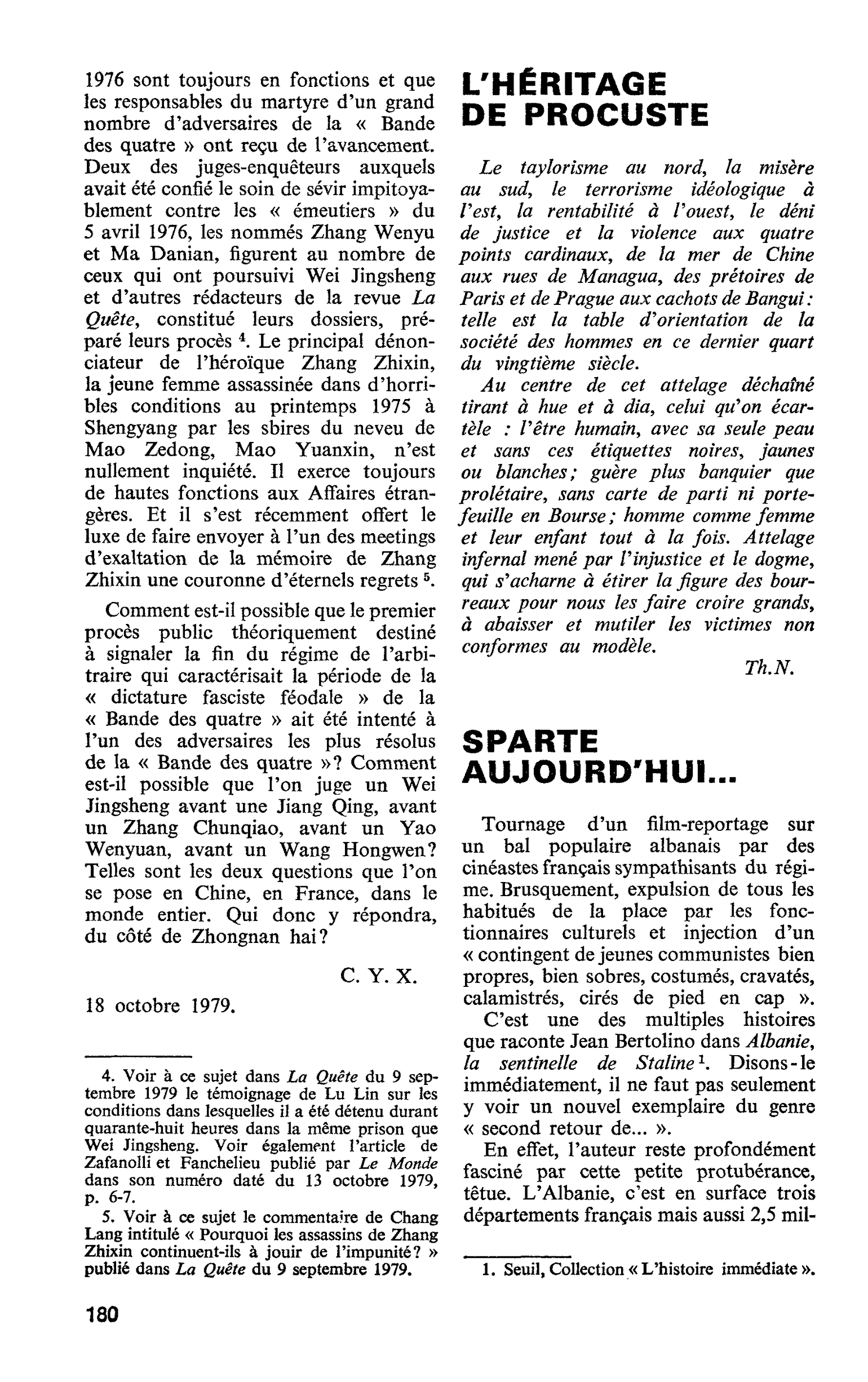L’HÉRITAGE DE PROCUSTE