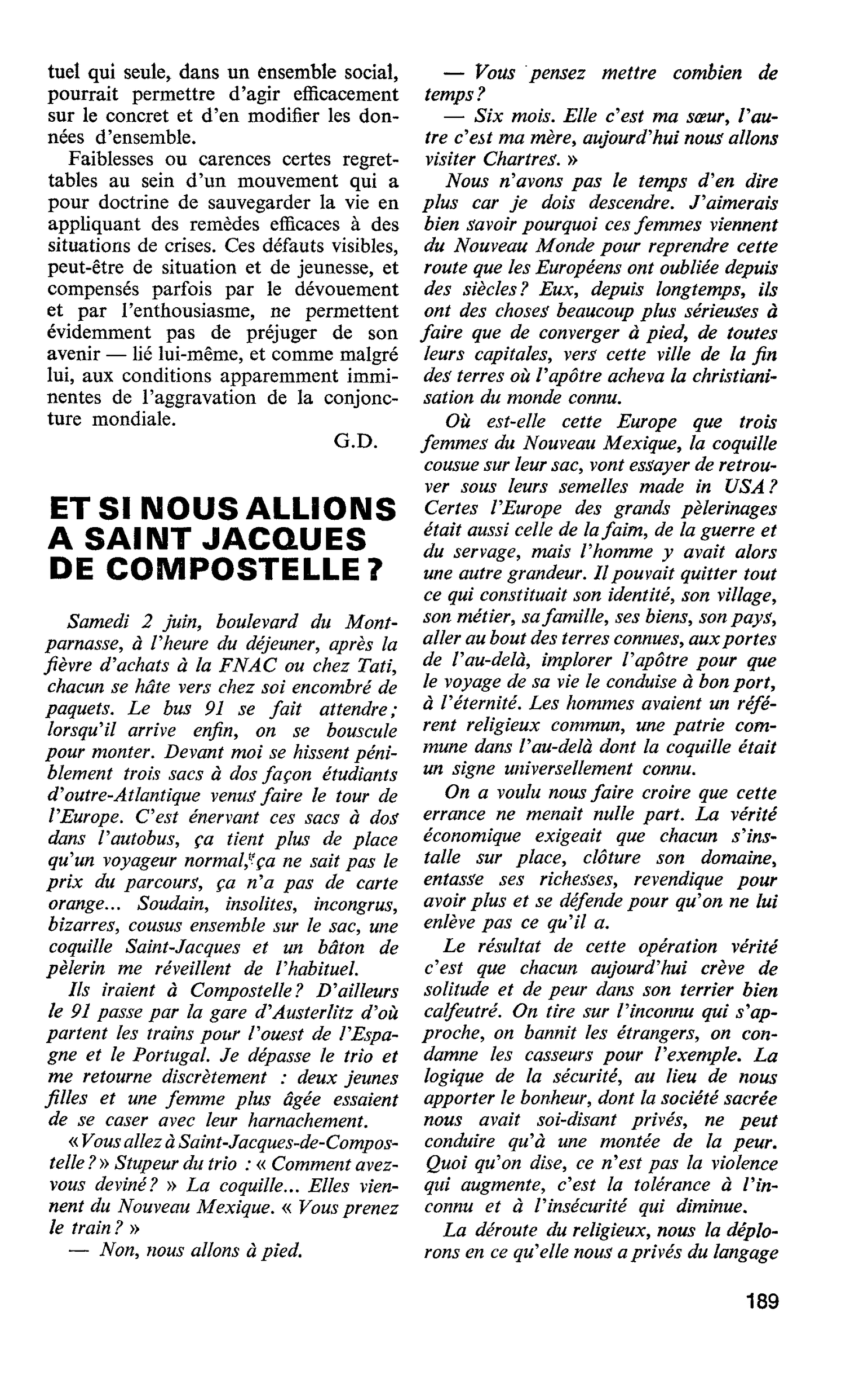 ET SI NOUS ALLIONS A SAINT JACQUES DE COMPOSTELLE ?