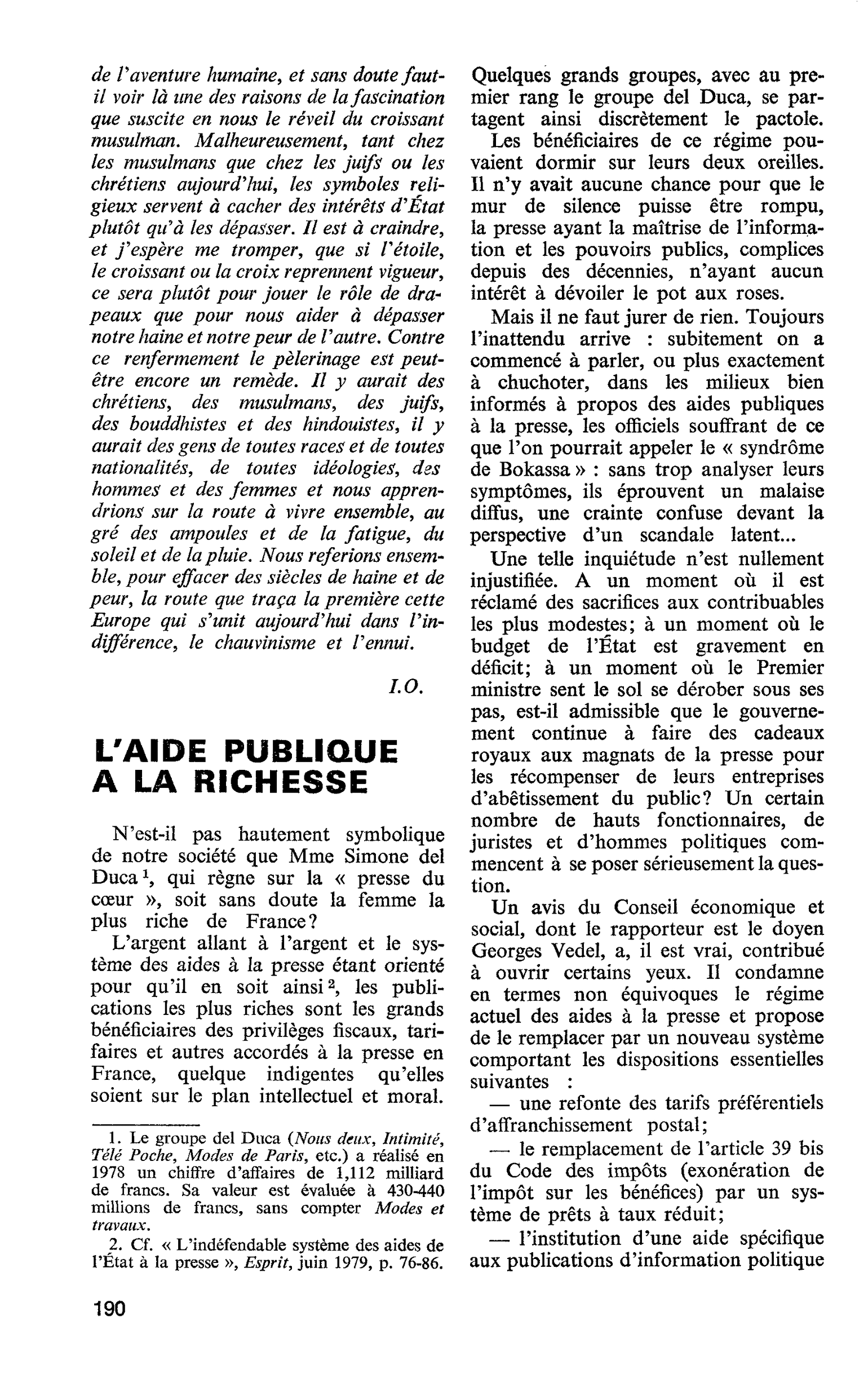 L’AIDE PUBLIQUE A LA RICHESSE