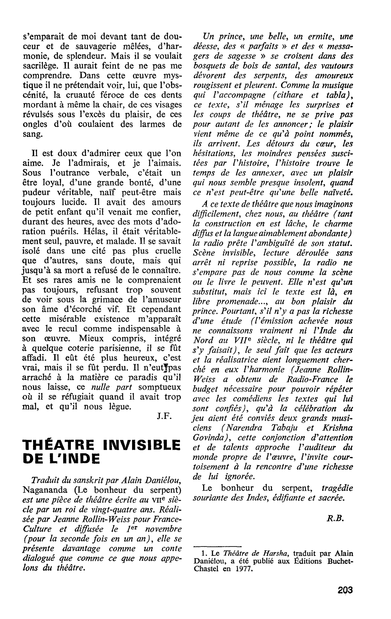 THÉÂTRE INVISIBLE DE L’INDE