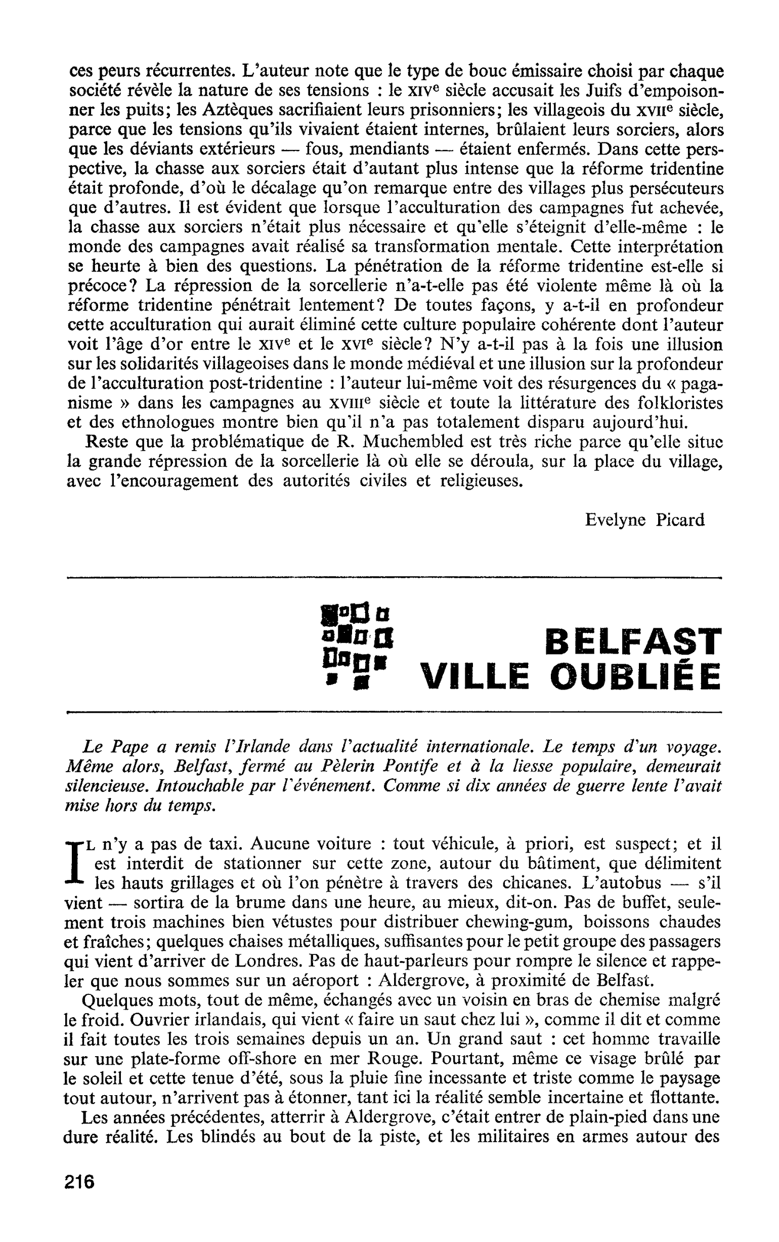 BELFAST VILLE OUBLIÉE