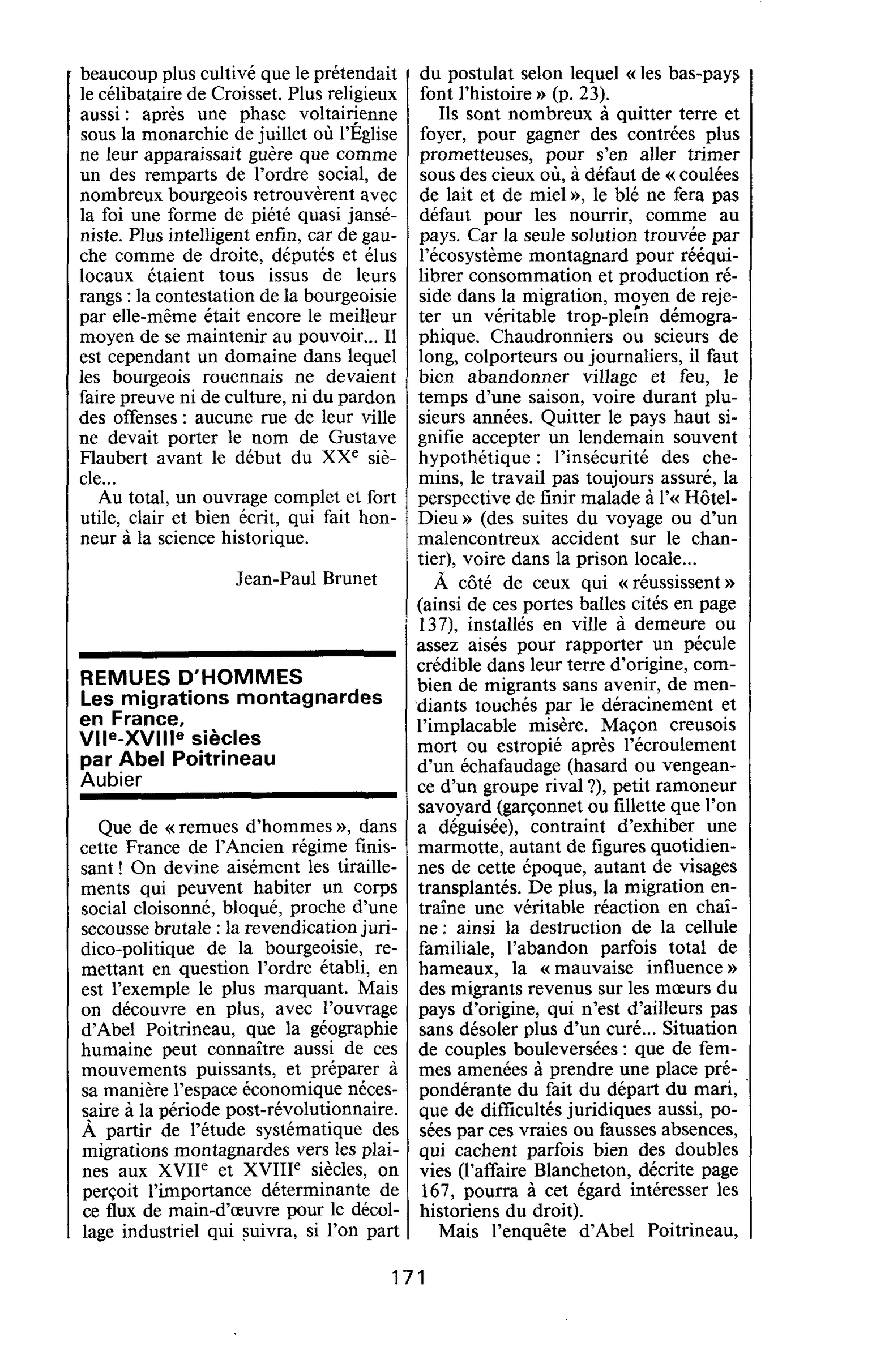 REMUES D’HOMMES. Les migrations montagnardes en France, Vlle-XVIIIe siècles par Abel Poitrineau