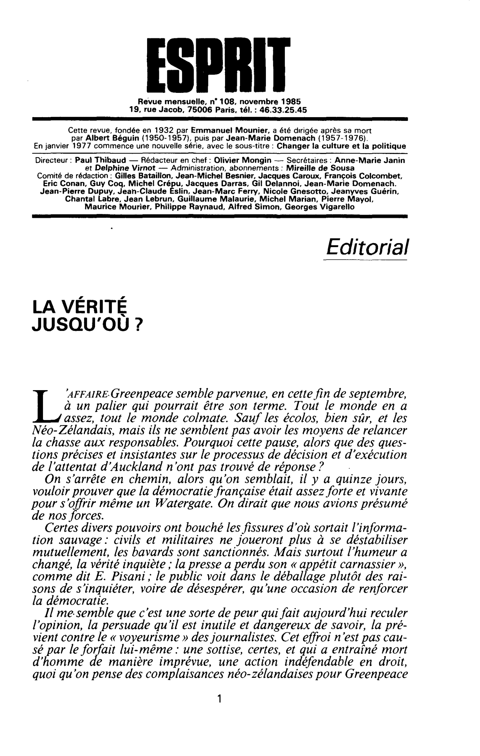 LA VÉRITÉ JUSQU’OÙ ?