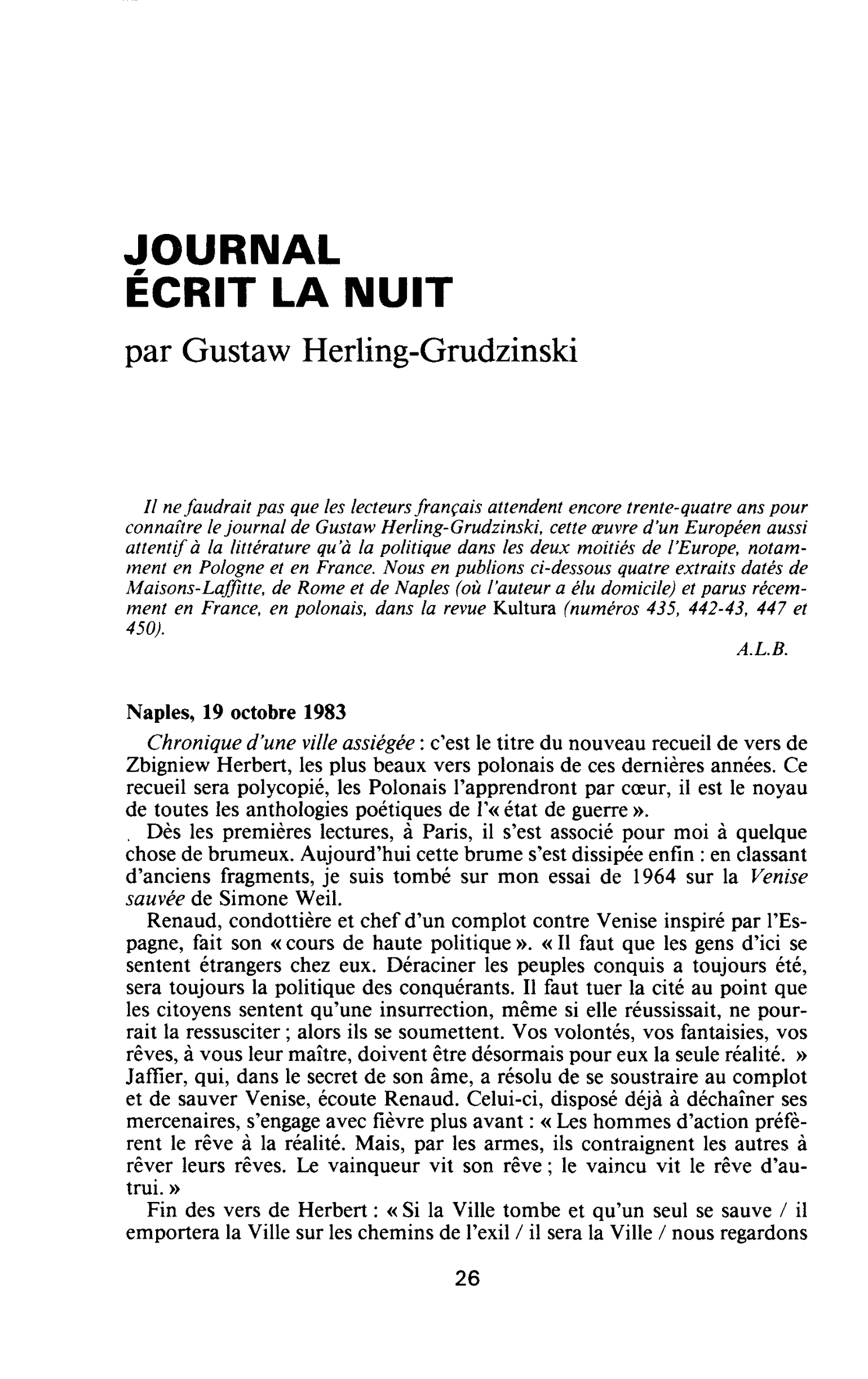 JOURNAL ÉCRIT LA NUIT