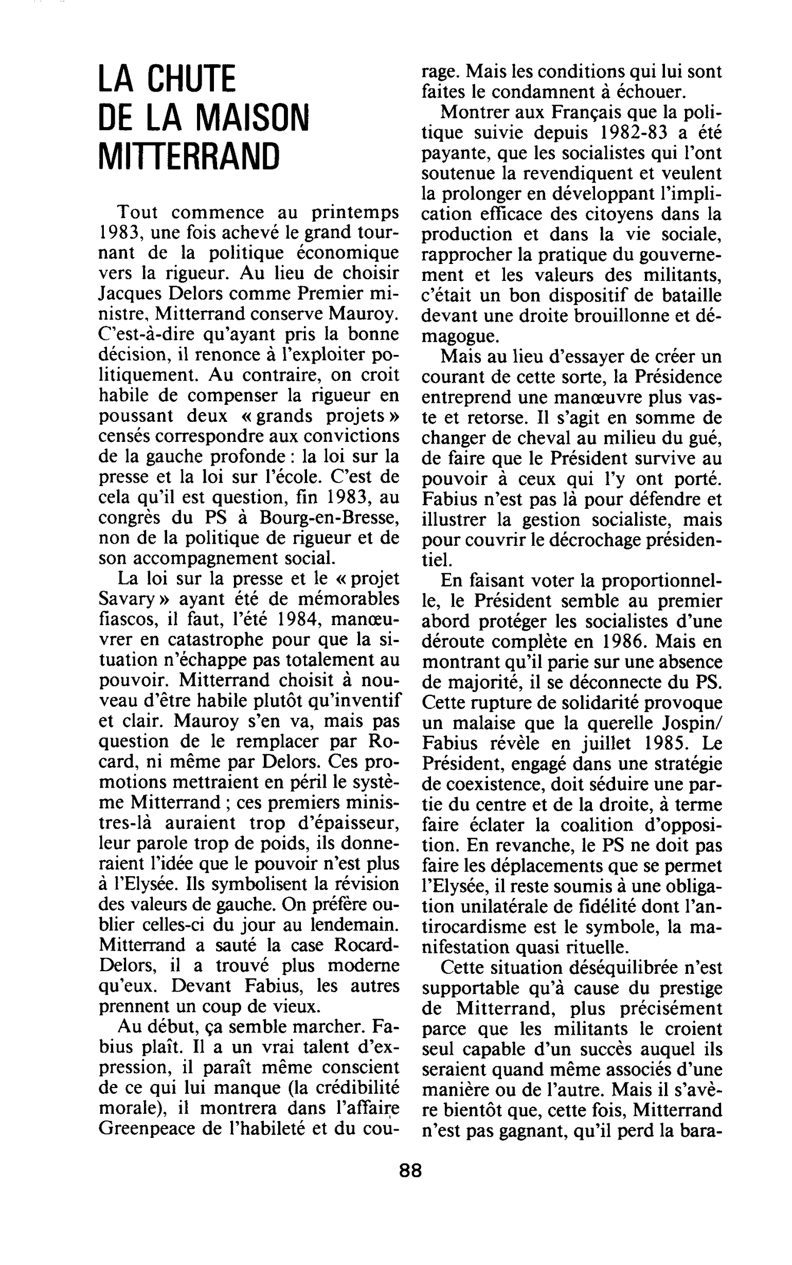 LA CHUTE DE LA MAISON MITTERRAND