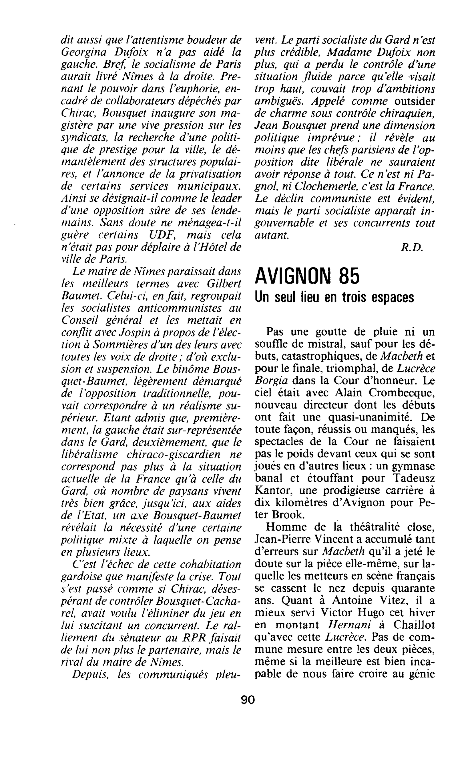 AVIGNON 85. Un seul lieu en trois espaces