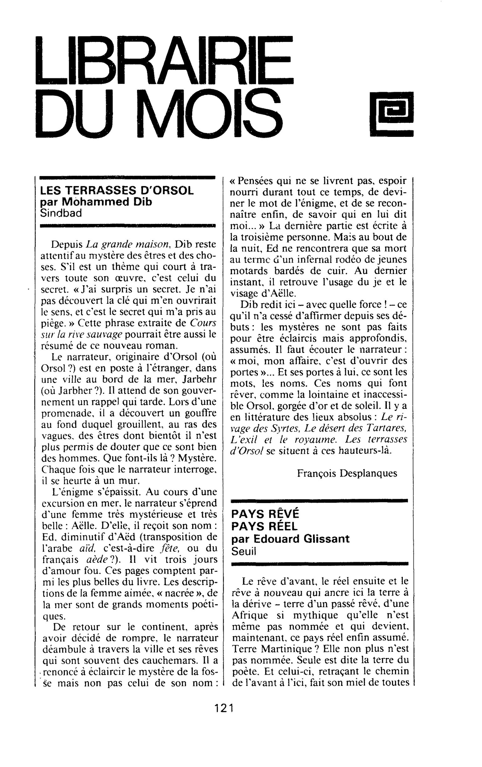 LES TERRASSES D’ORSOL par Mohammed Dib