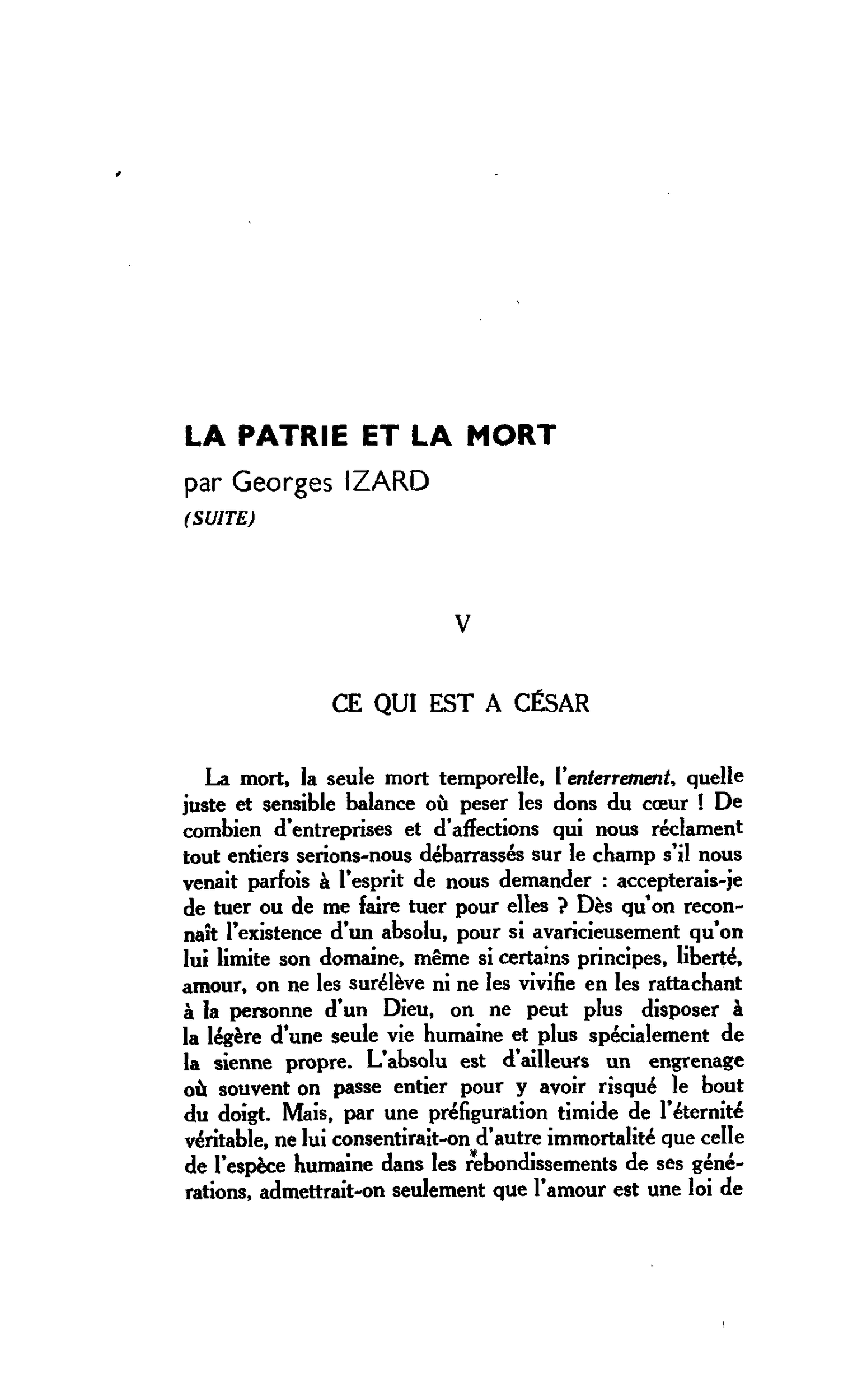 LA PATRIE ET LA MORT (SUITE)