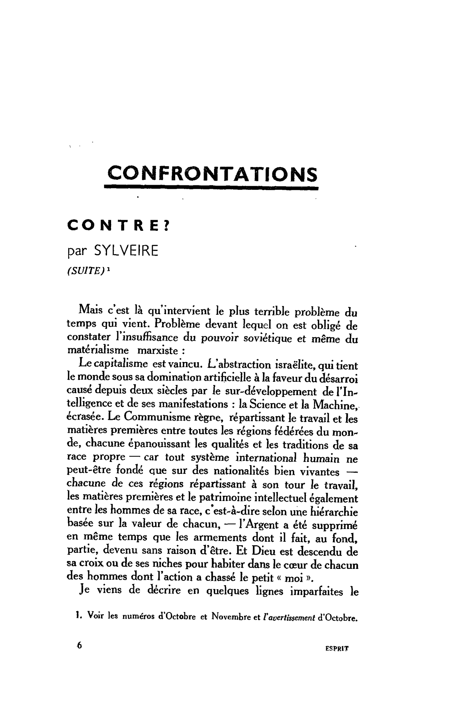 CONTRE ? (SUITE)