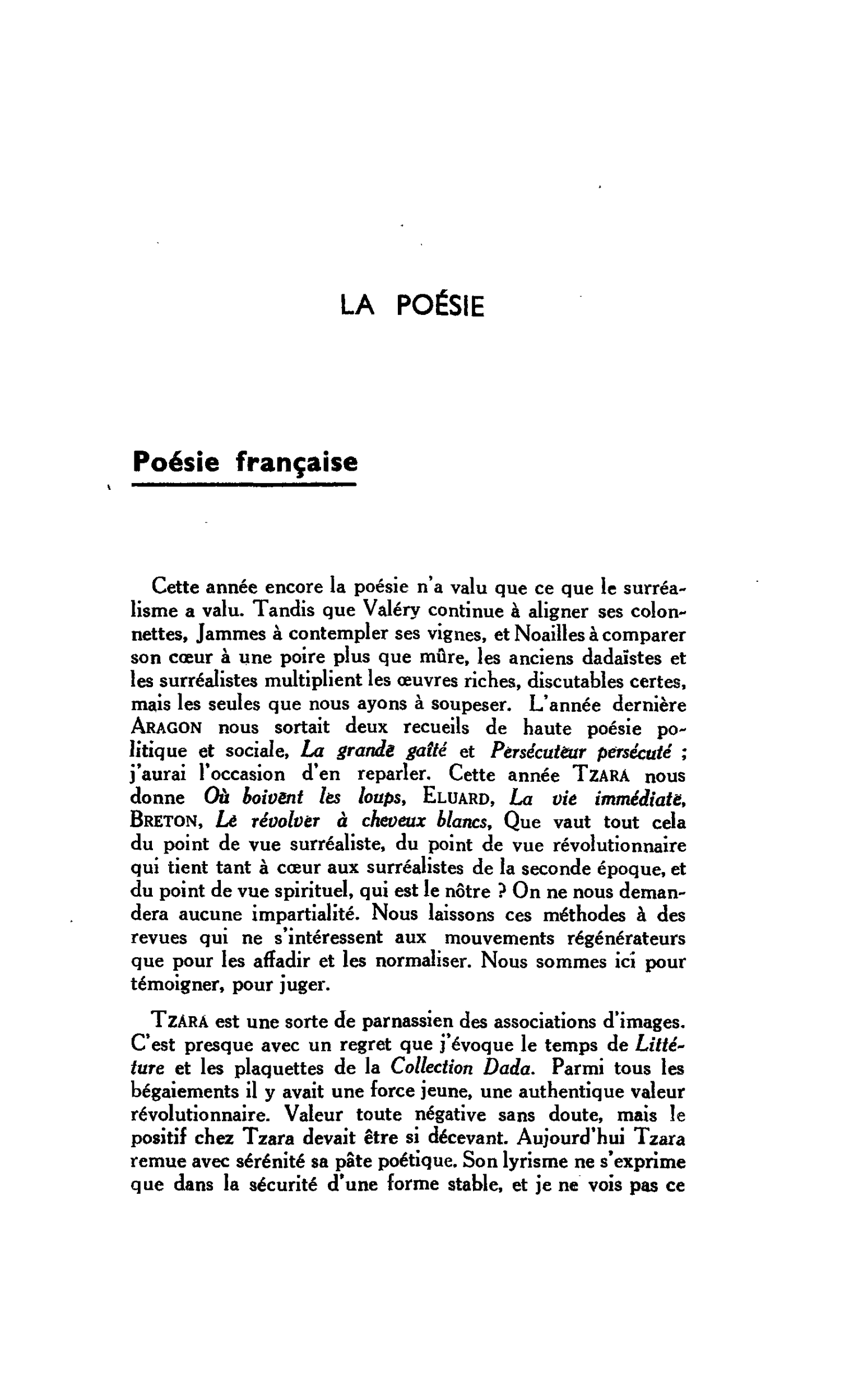 LA POÉSIE. Poésie française