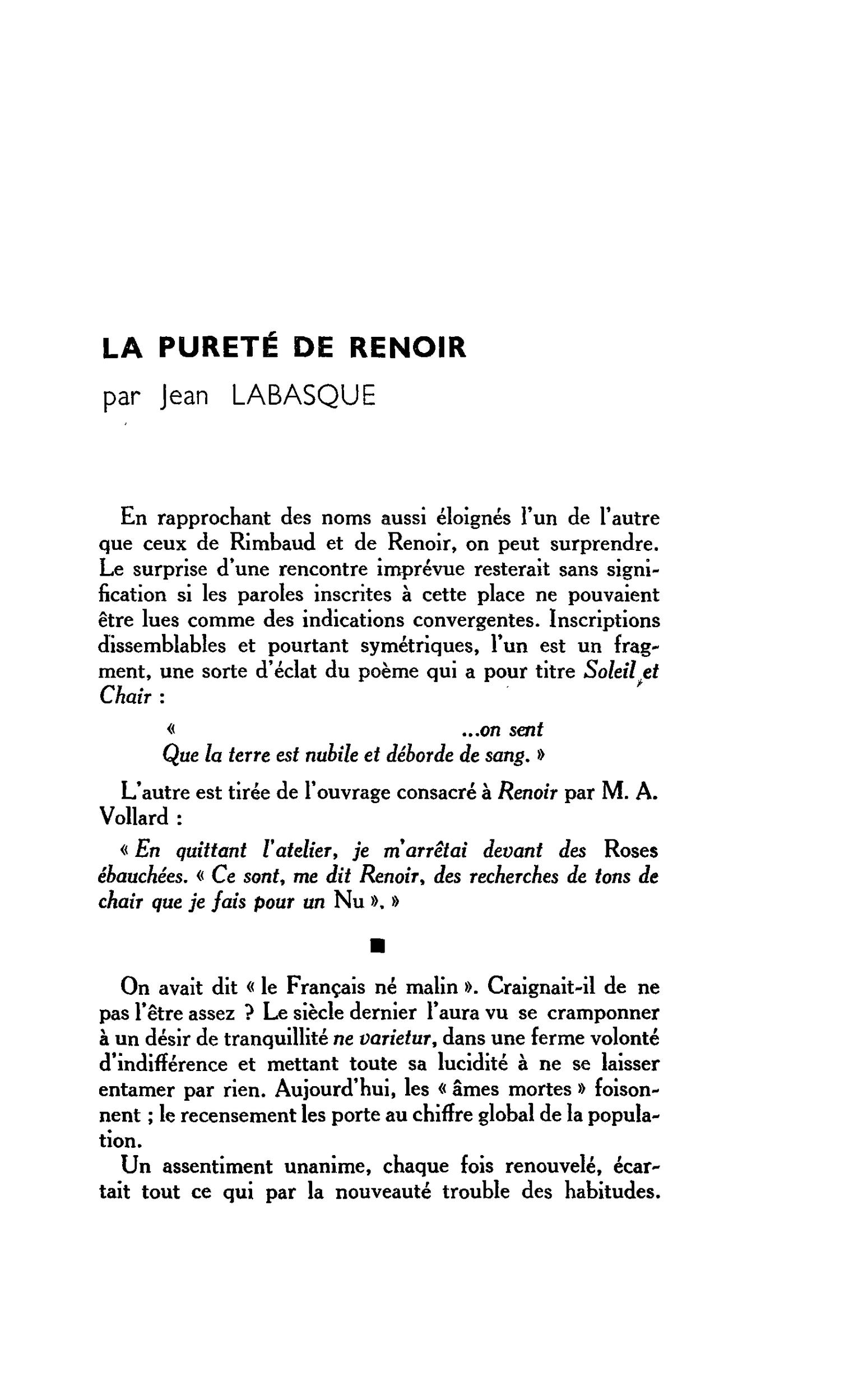 LA PURETÉ DE RENOIR