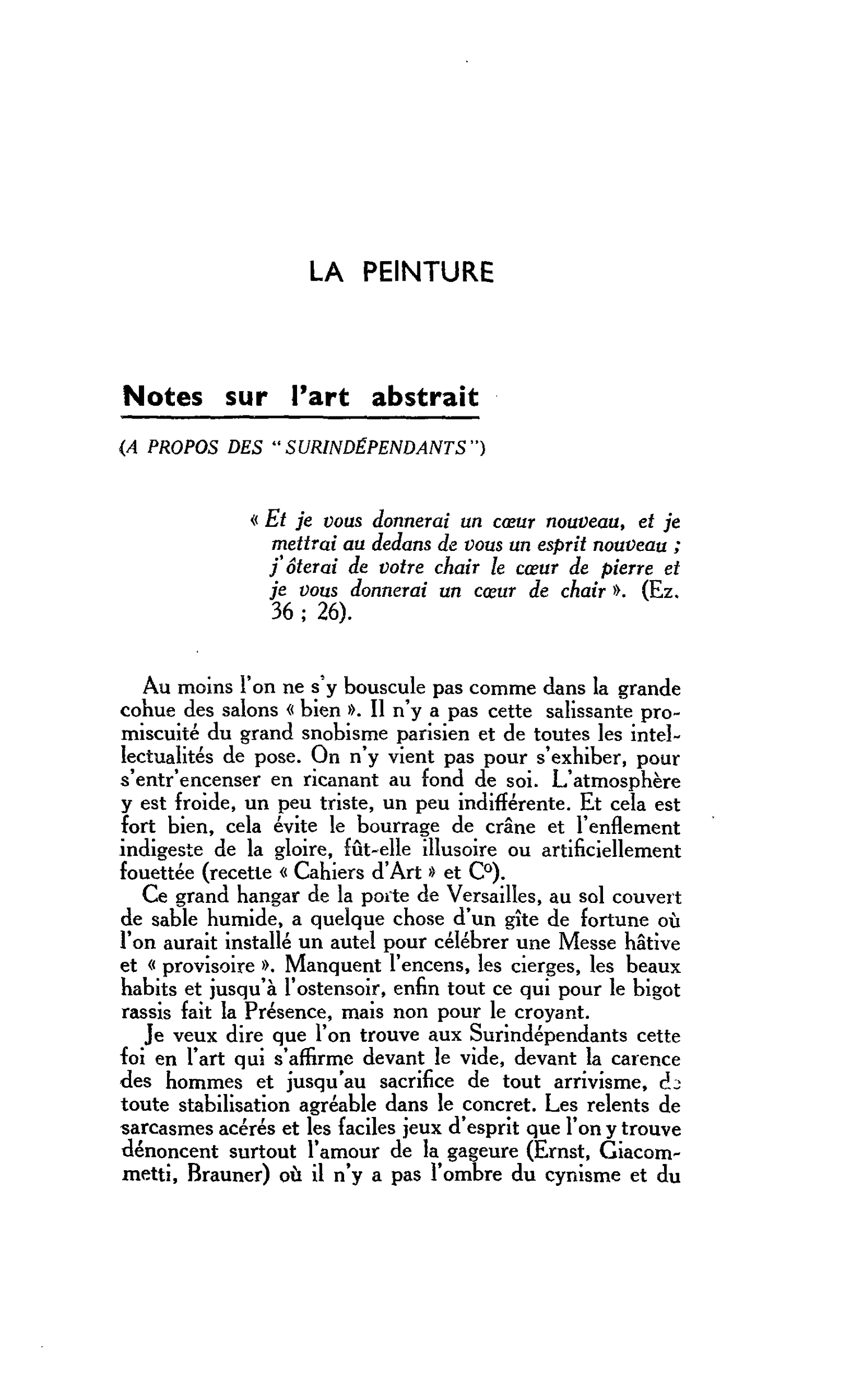 LA PEINTURE. Notes sur l’art abstrait