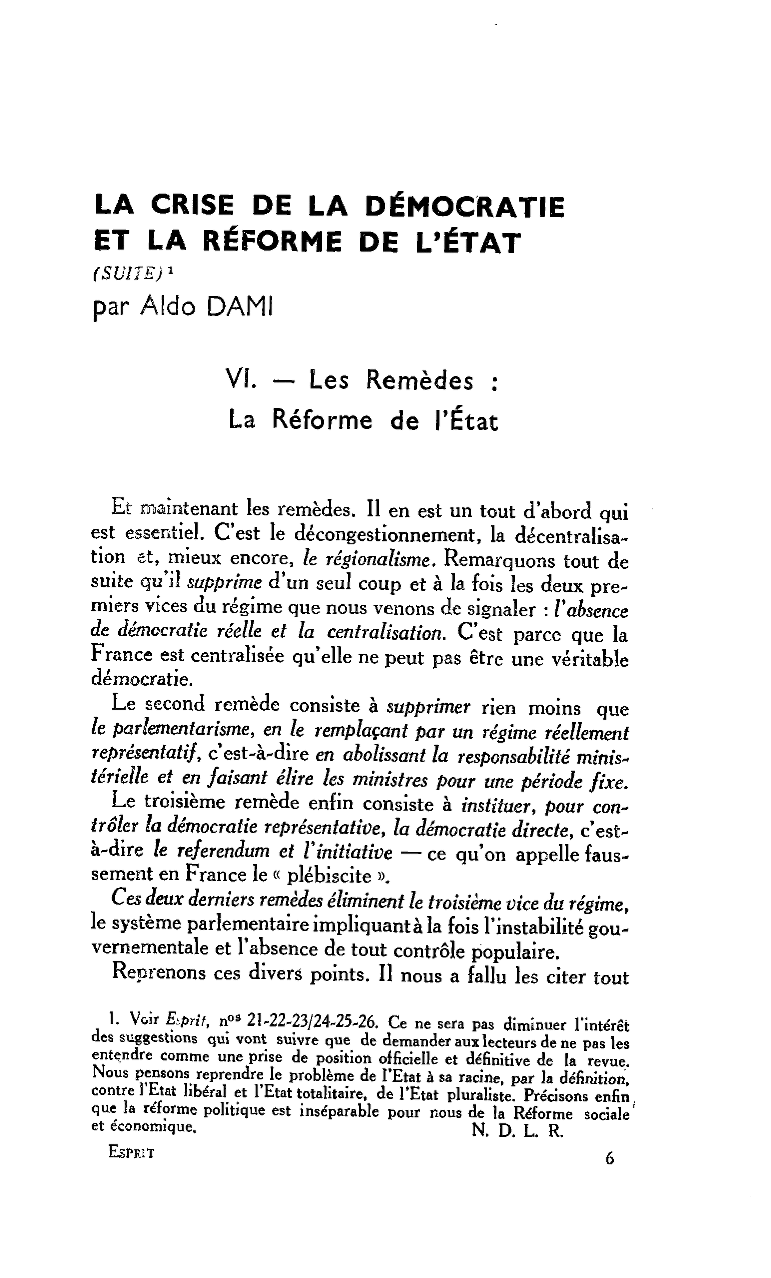 LA CRISE DE LA DÉMOCRATIE ET LA RÉFORME DE L’ÉTAT (SUITE)