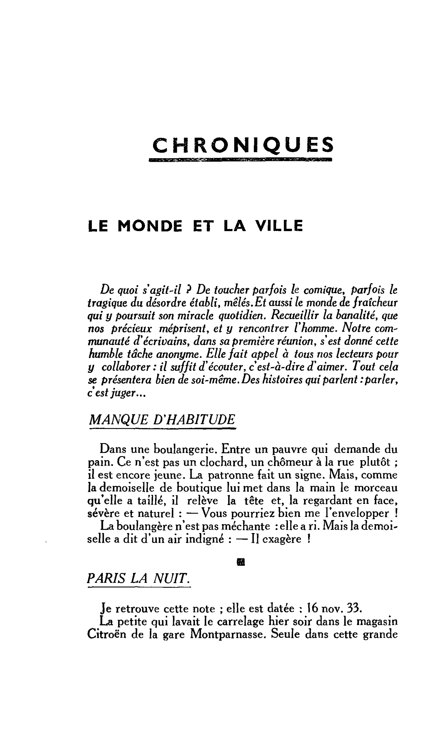 LE MONDE ET LA VILLE