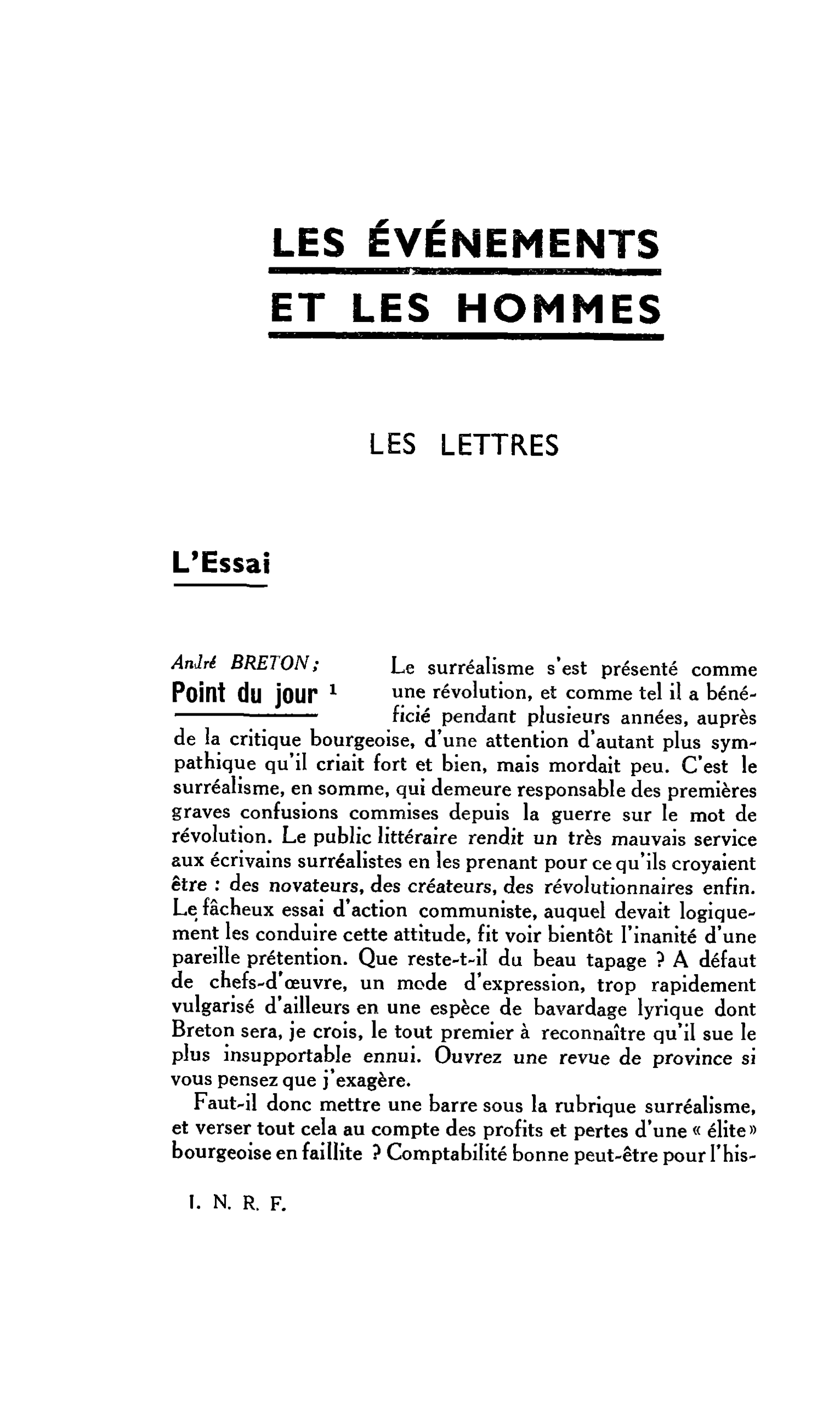 André Breton, Point du jour