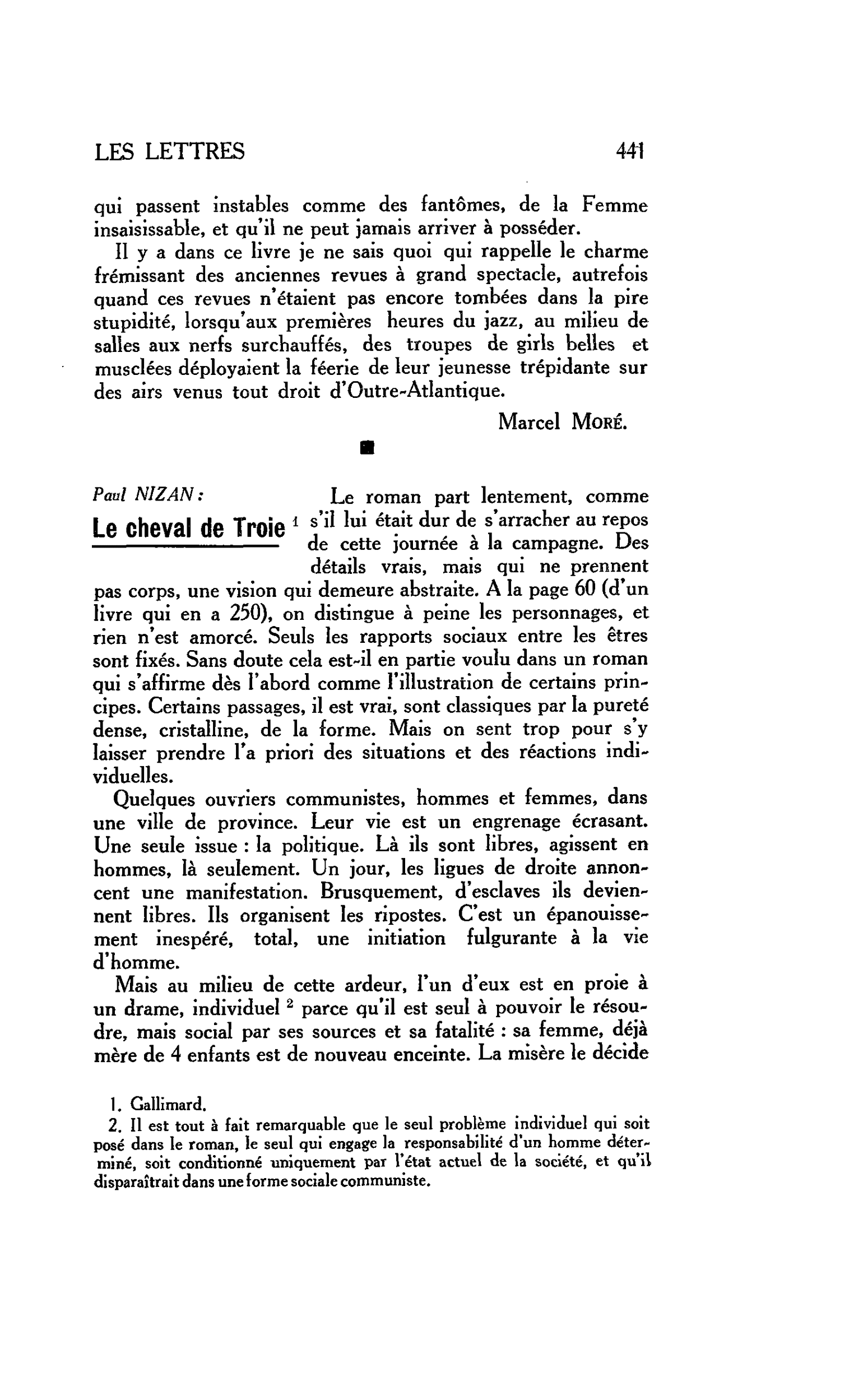 LES LETTRES : Paul NIZAN: Le cheval de Troie