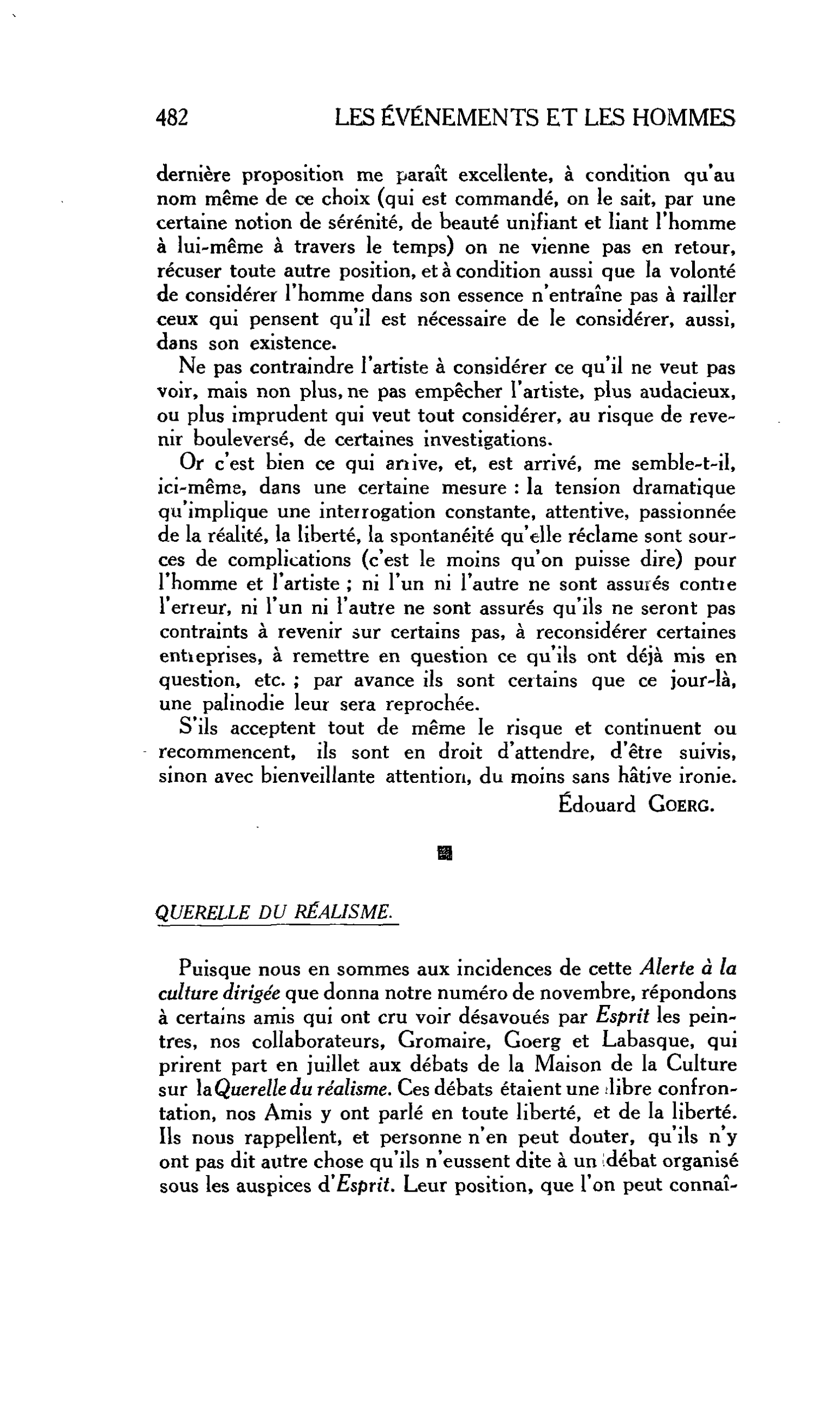 LES ARTS : QUERELLE DU RÉALISME
