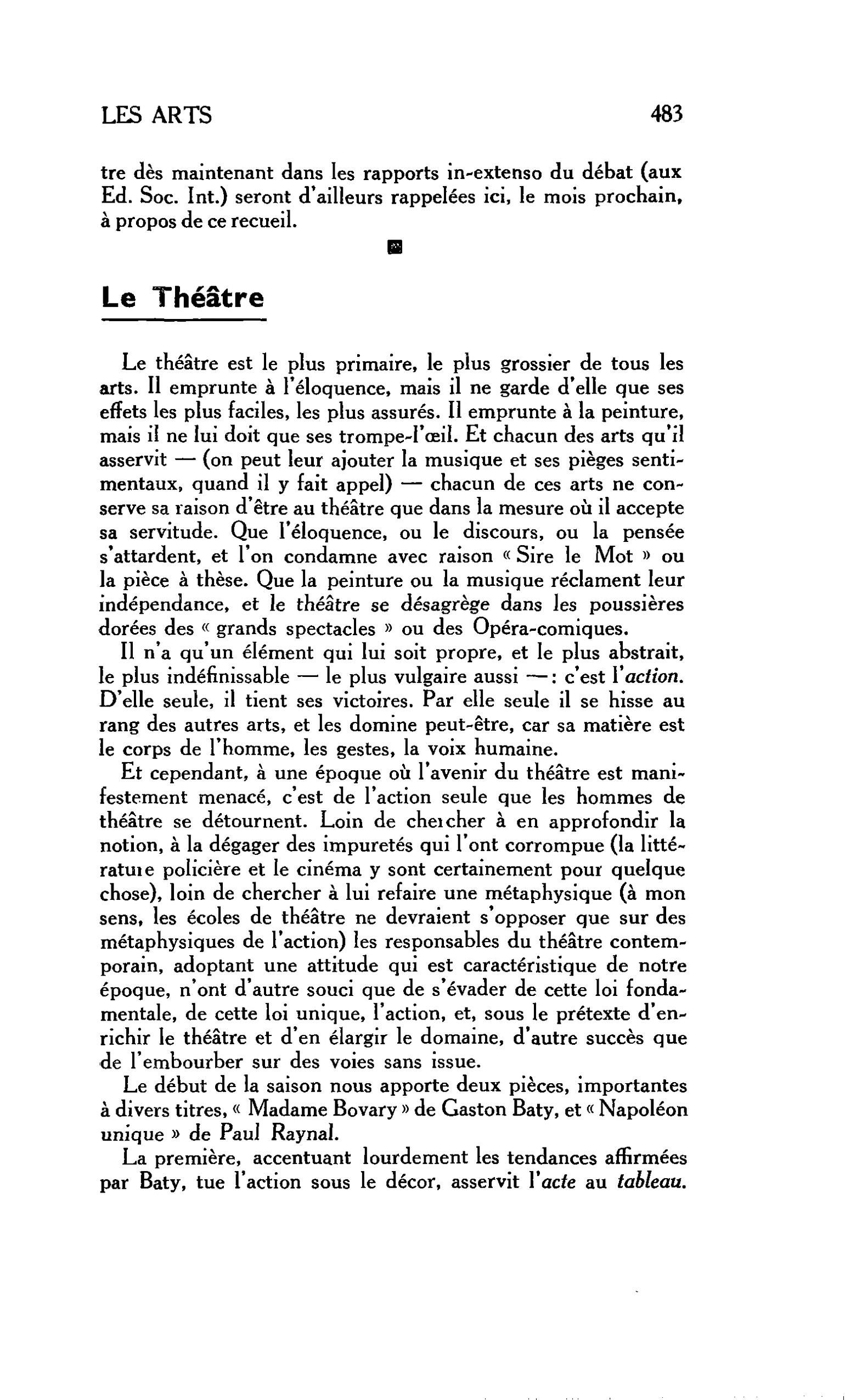 LES ARTS : Le Théâtre