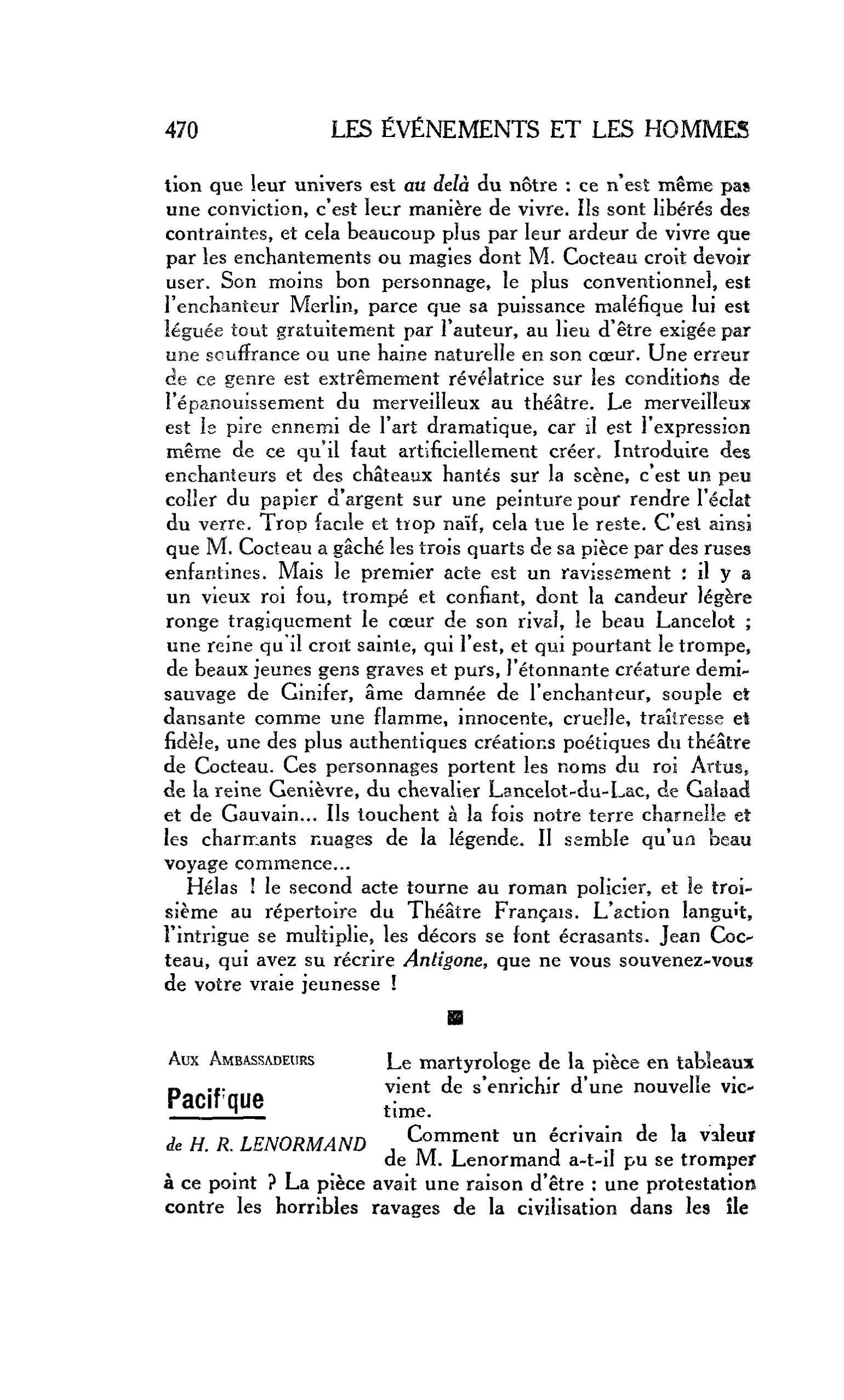 LES ARTS : Aux Ambassadeurs Pacifque de H. R. LENORMAND