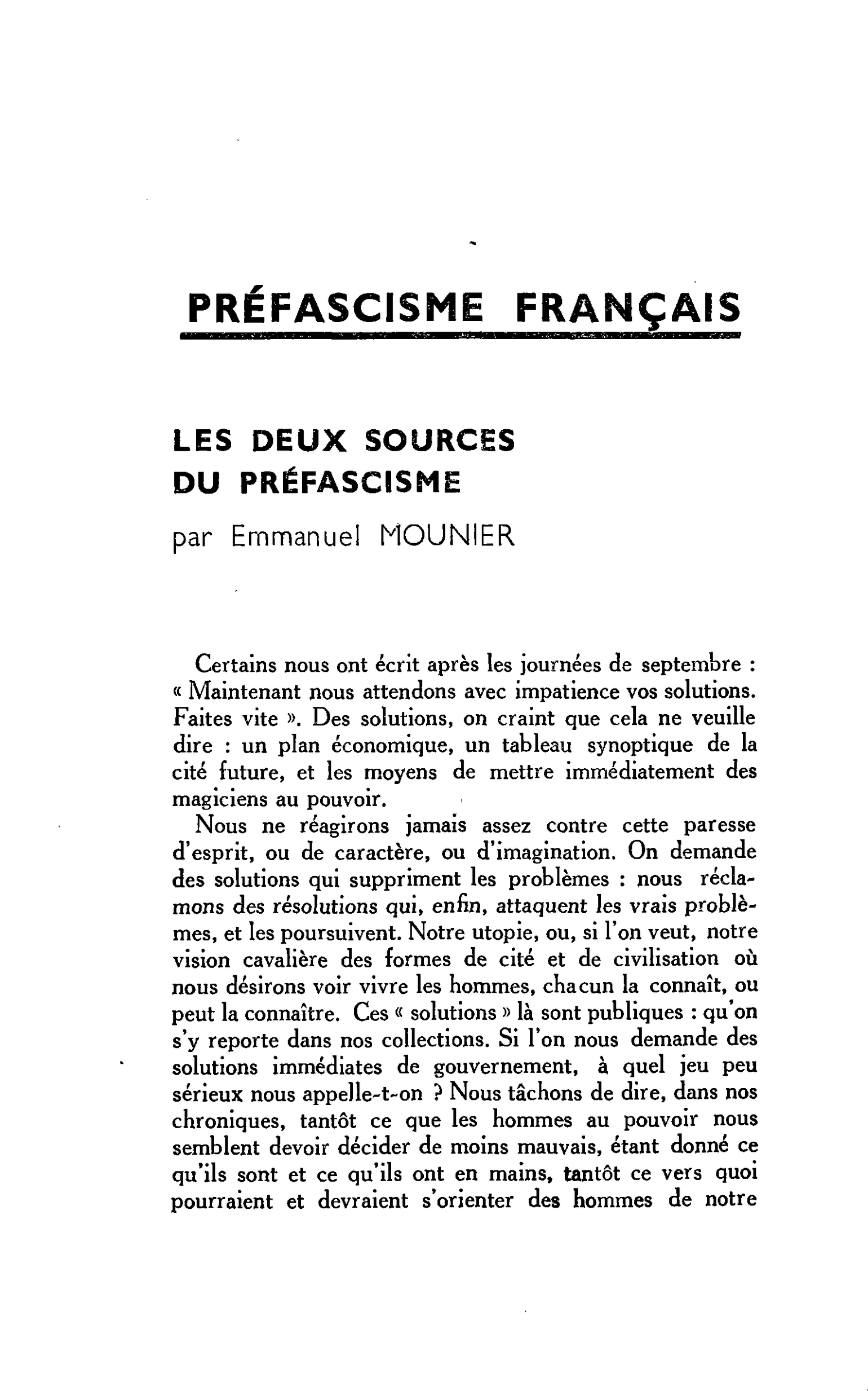 Les deux sources du préfascisme