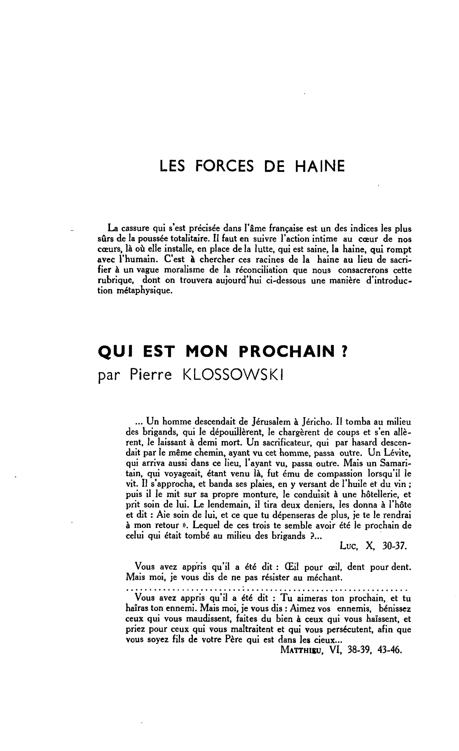 Qui est mon prochain ?