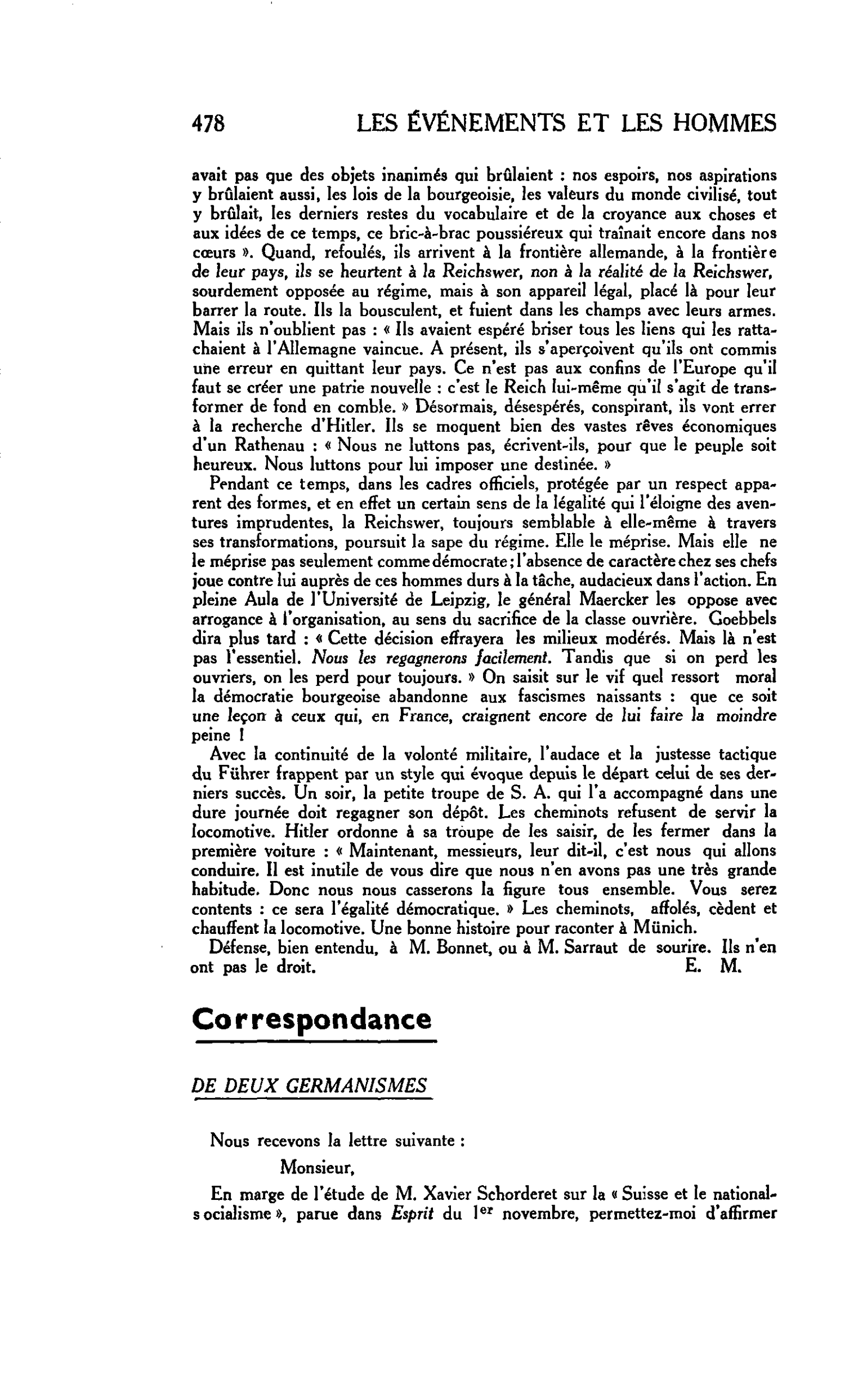 LA CITÉ. Correspondance : DE DEUX GERMANISMES