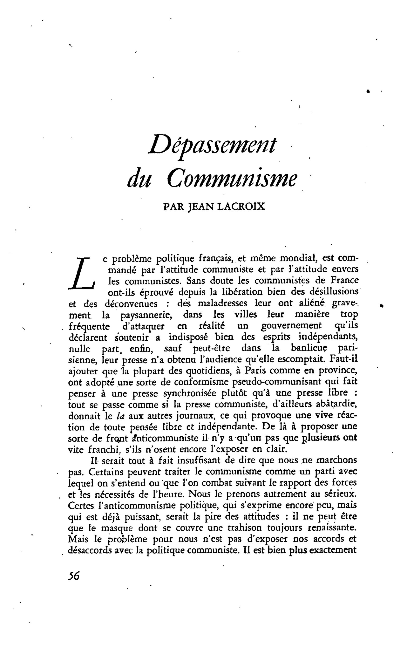 Dépassement du Communisme