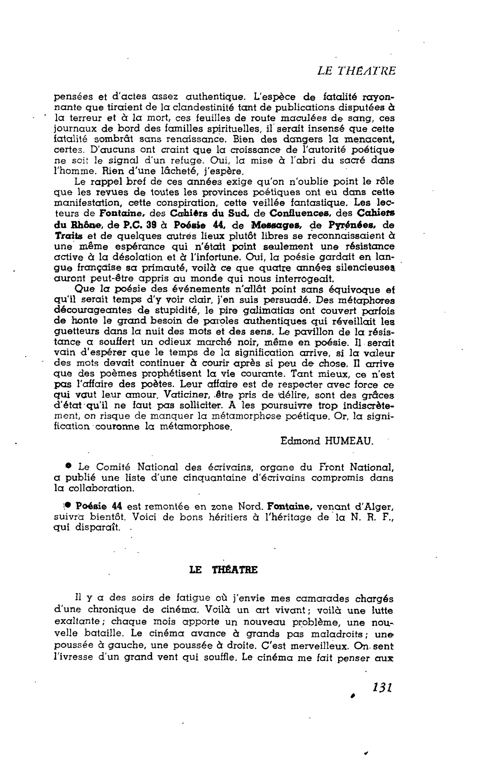 Les Lettres : LE THÉÂTRE