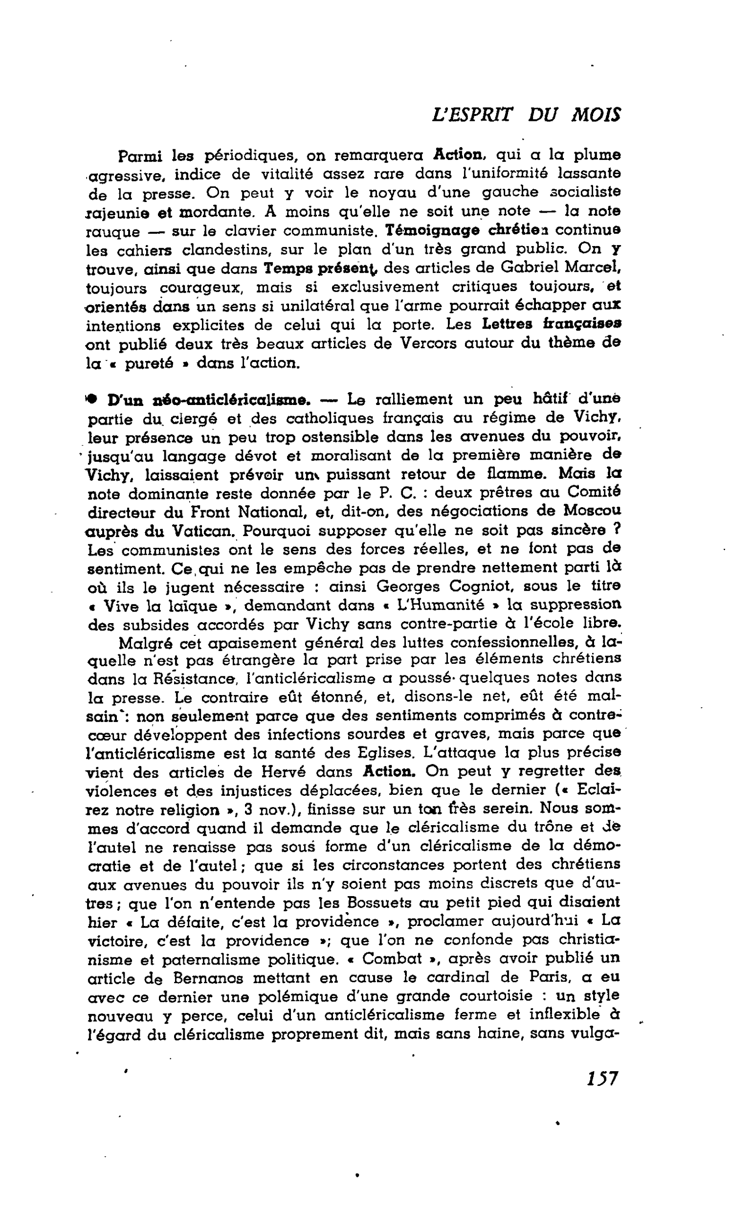 LA CITÉ : D’un néo-anticléricalisme