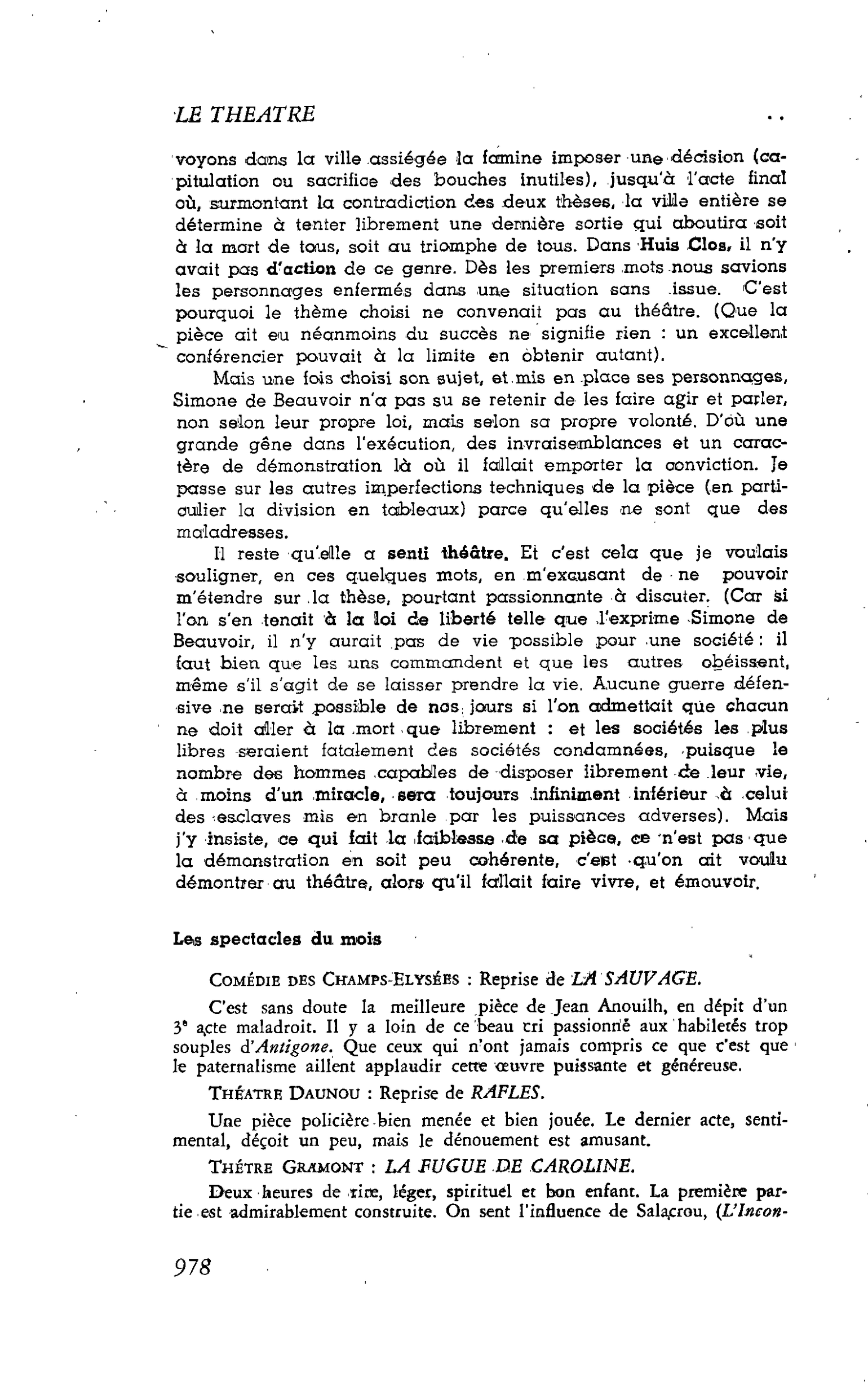 Les Lettres. Théâtre Daunou : Reprise de RAFLES