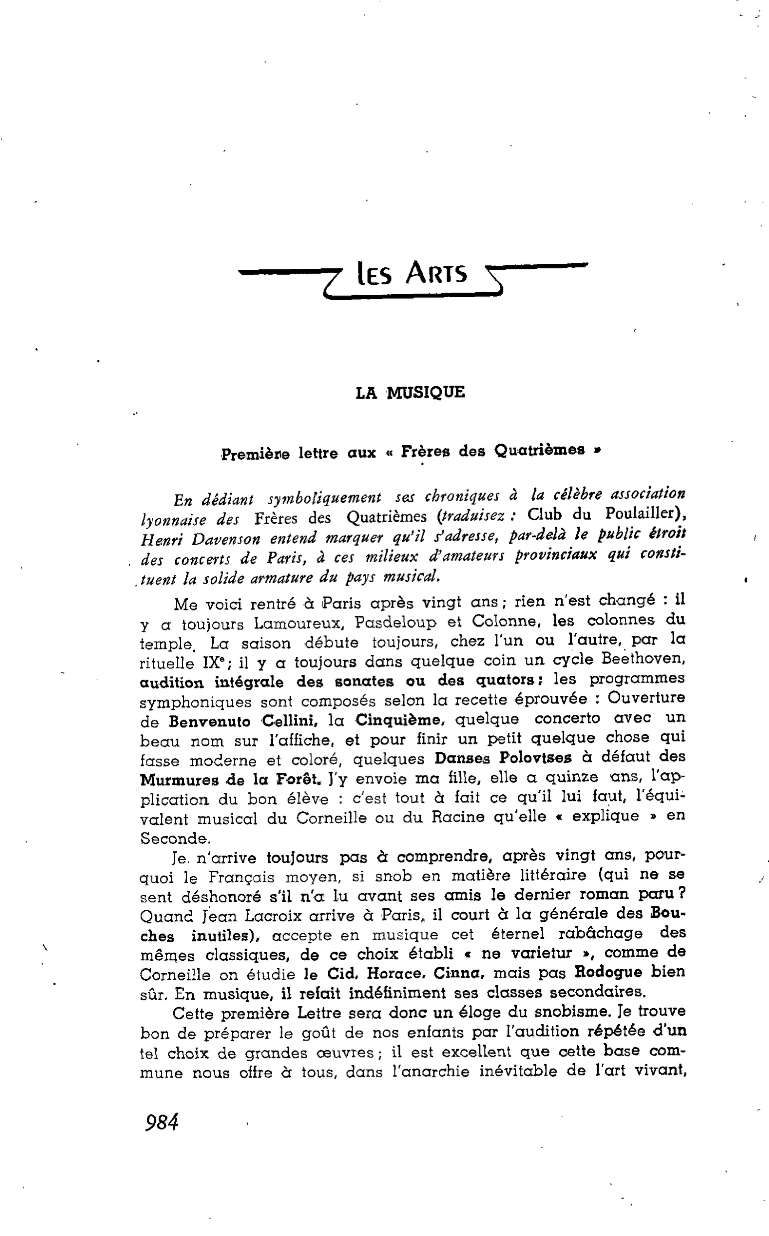 LES ARTS : LA MUSIQUE