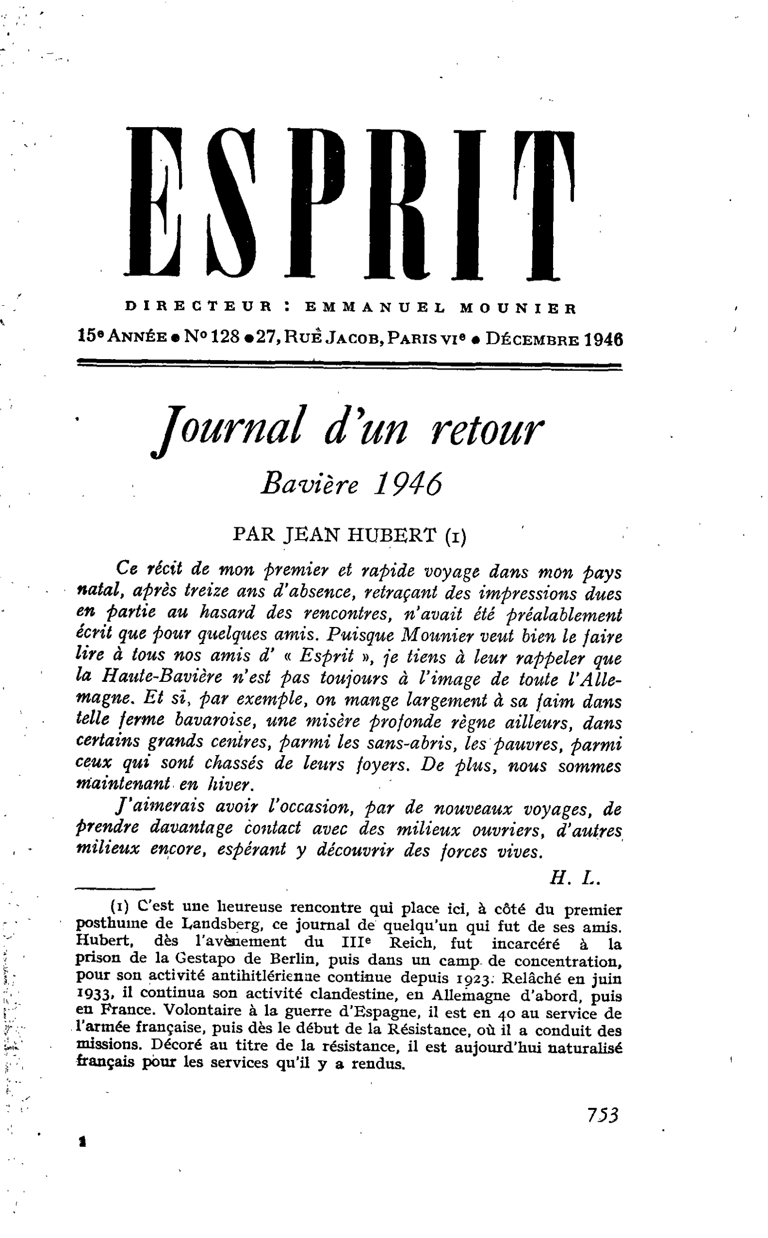 Journal d’un retour Bavière 1946