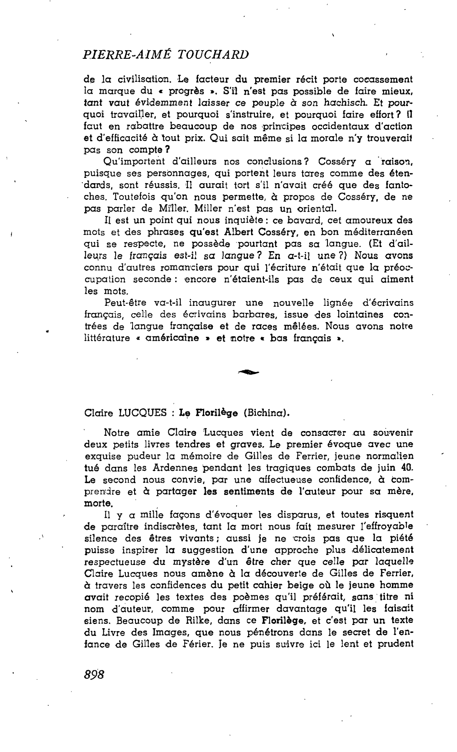 Les Lettres. Claire LUCQUES : Le Florilège