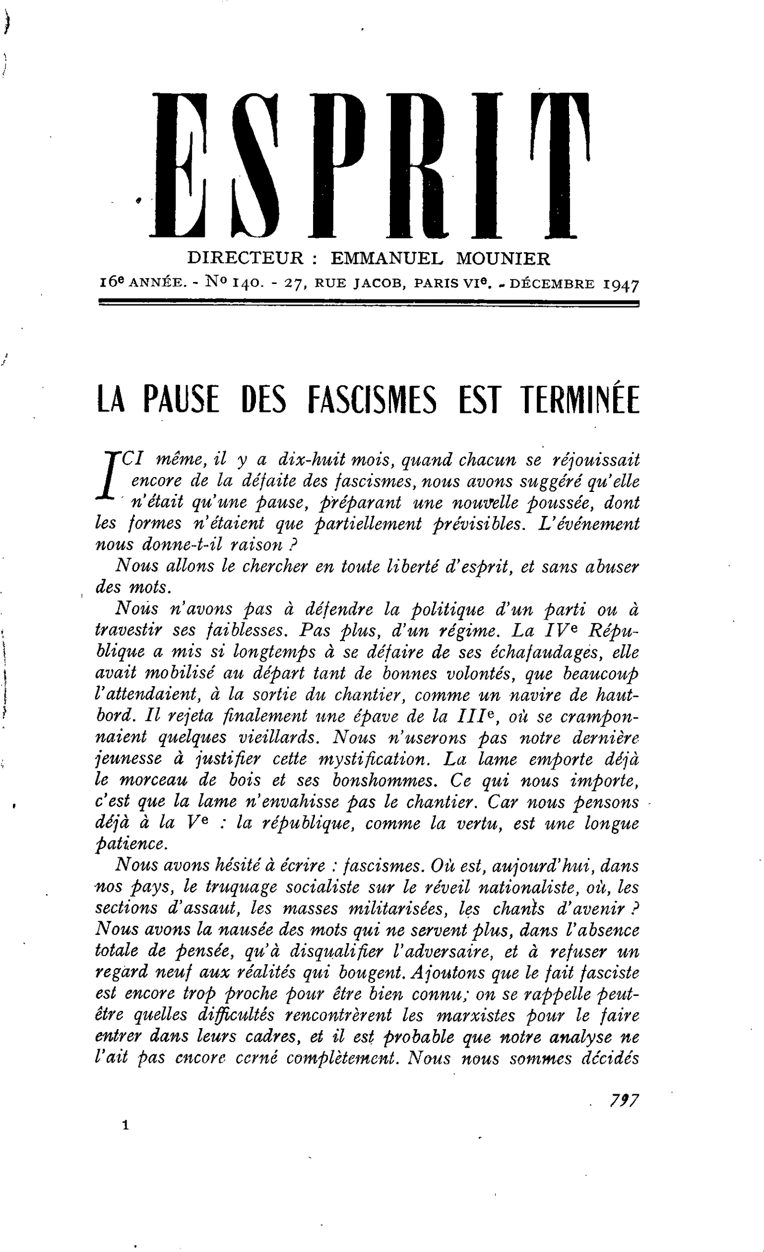 La pause des fascistes est terminée