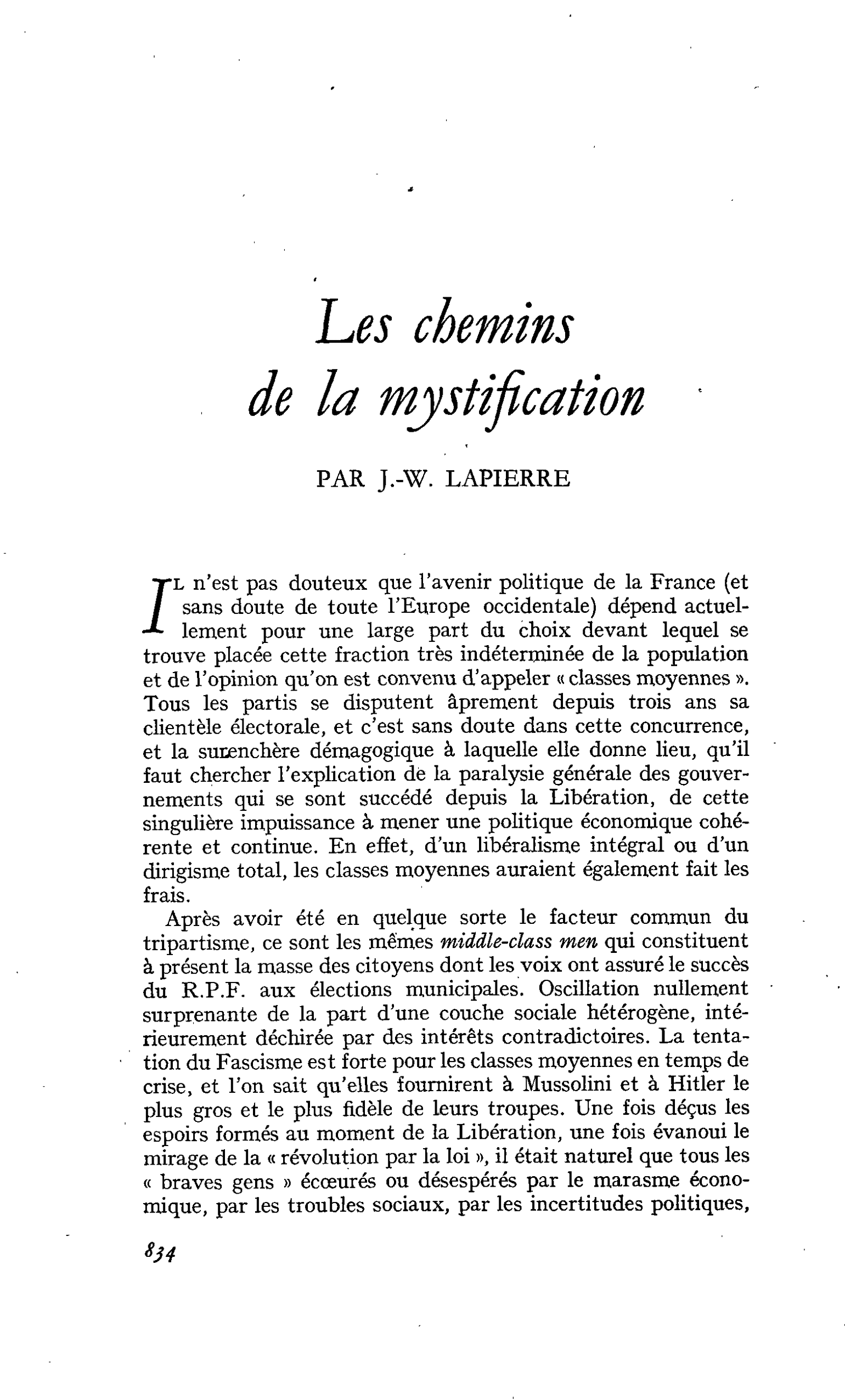 Les chemins de la mystification