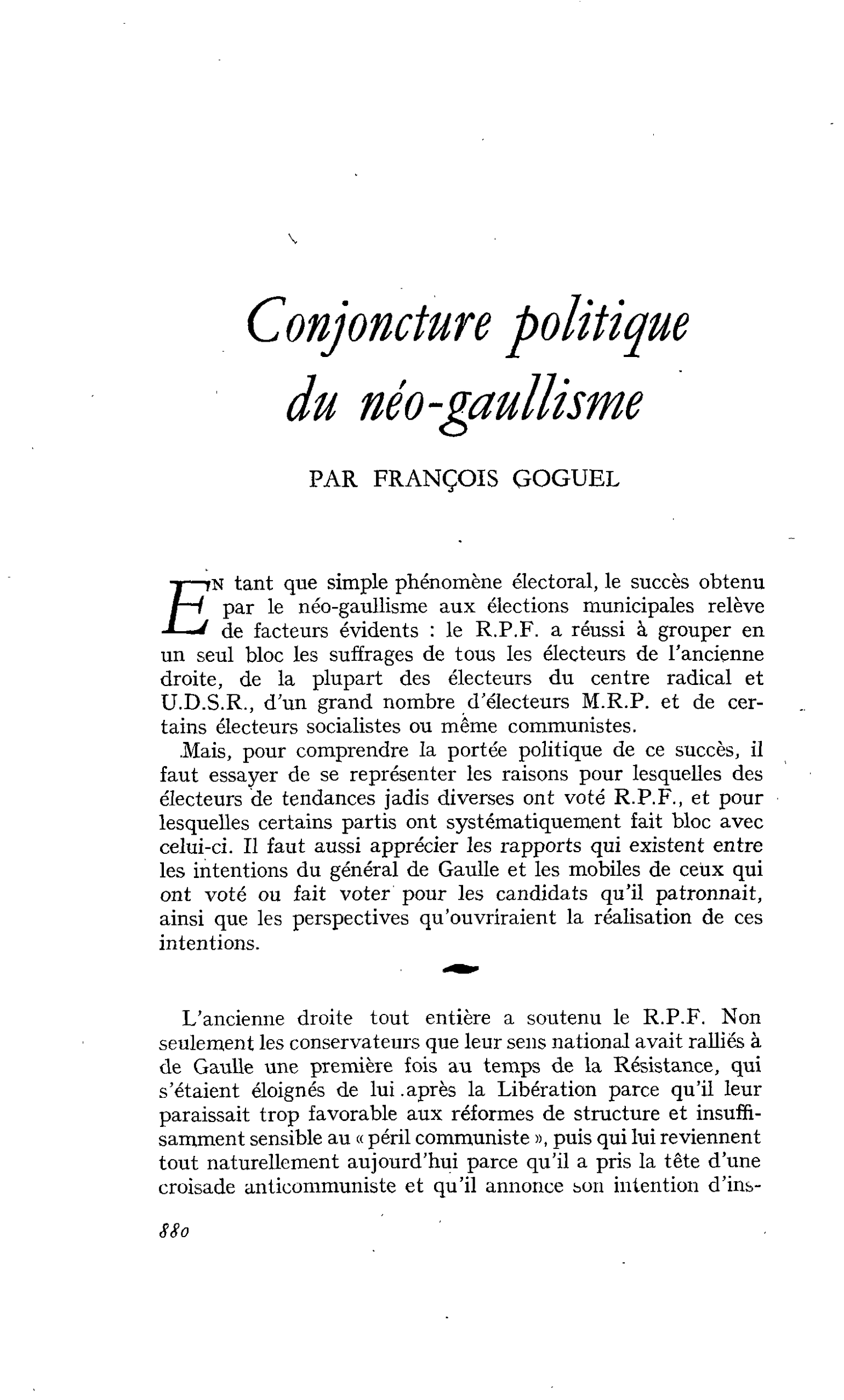 Conjoncture politique du néo-gaullisme