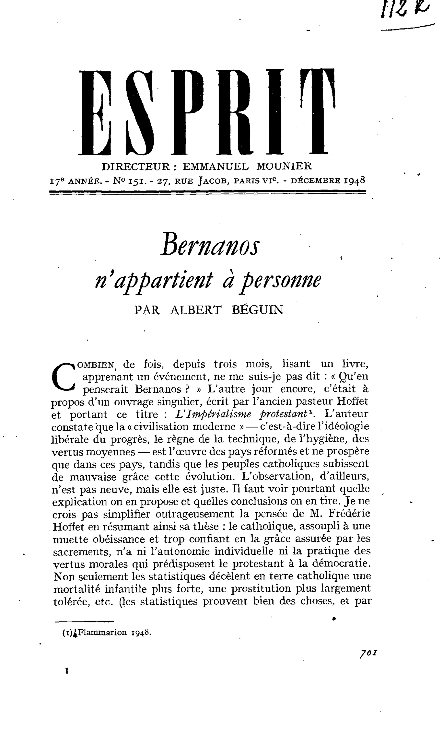 Bernanos n’appartient à personne