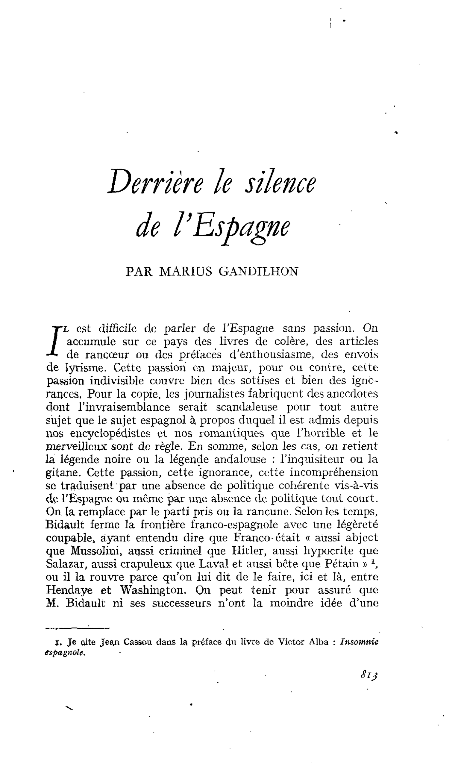 Derrière le silence de l’Espagne