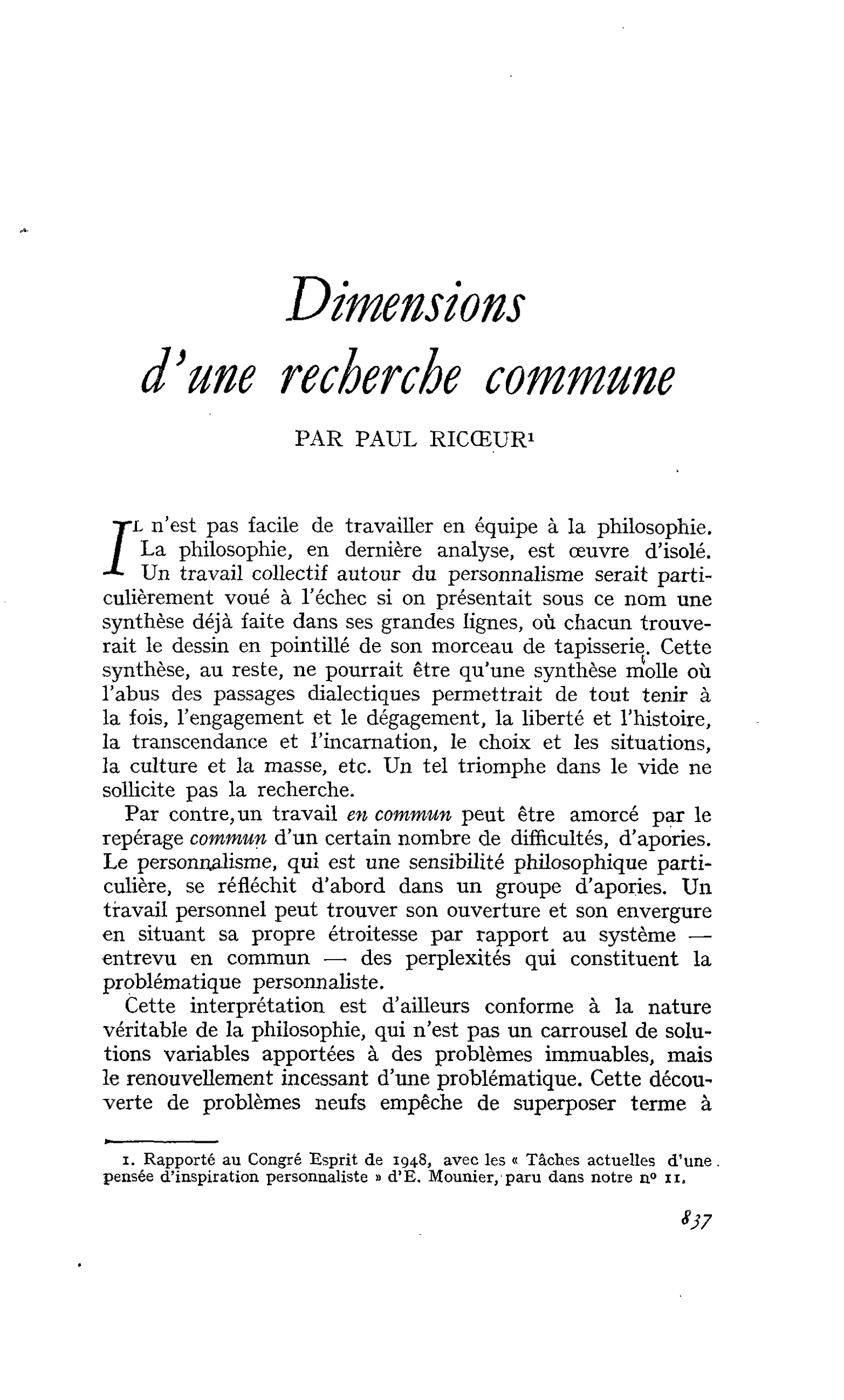 Dimensions d’une recherche commune