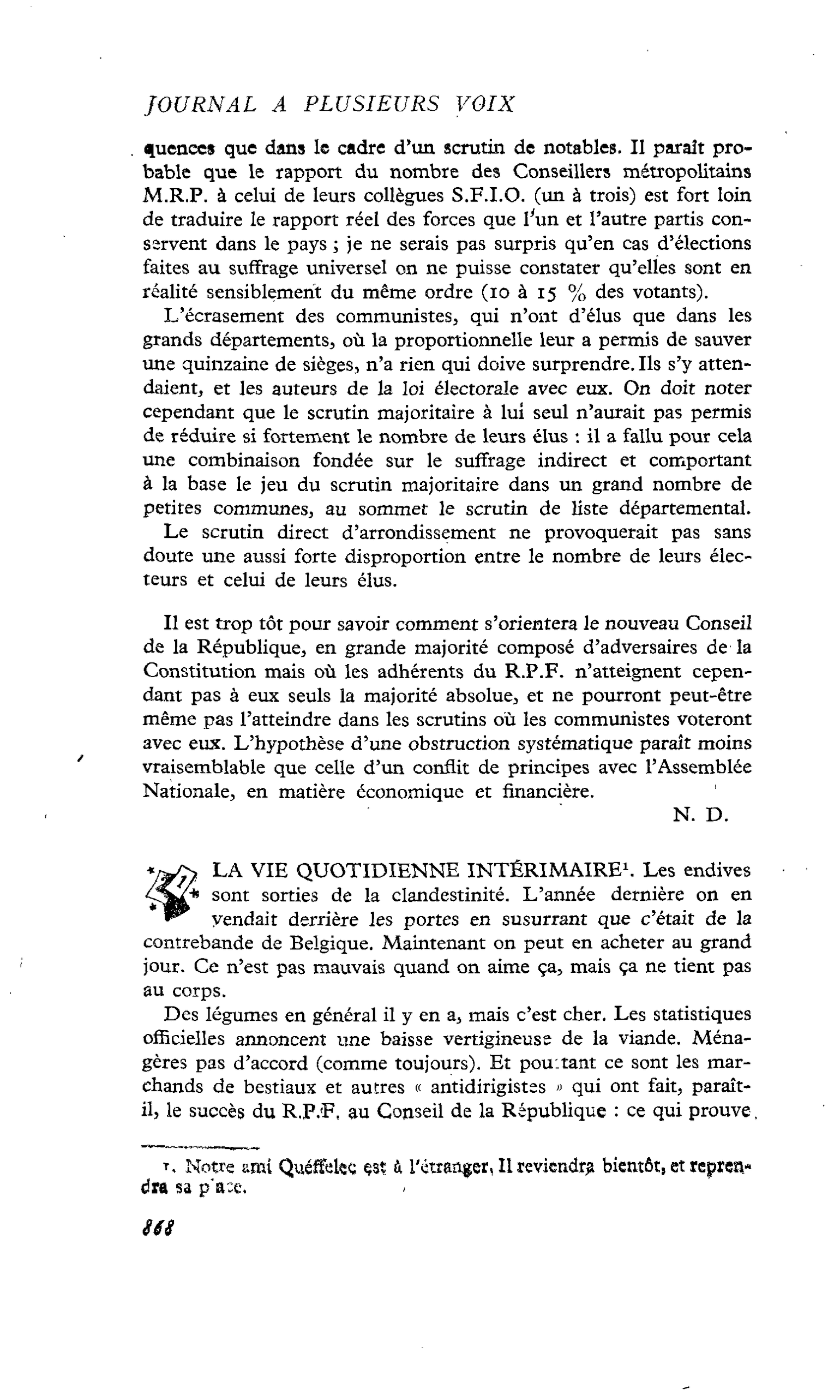 LA VIE QUOTIDIENNE INTÉRIMAIRE