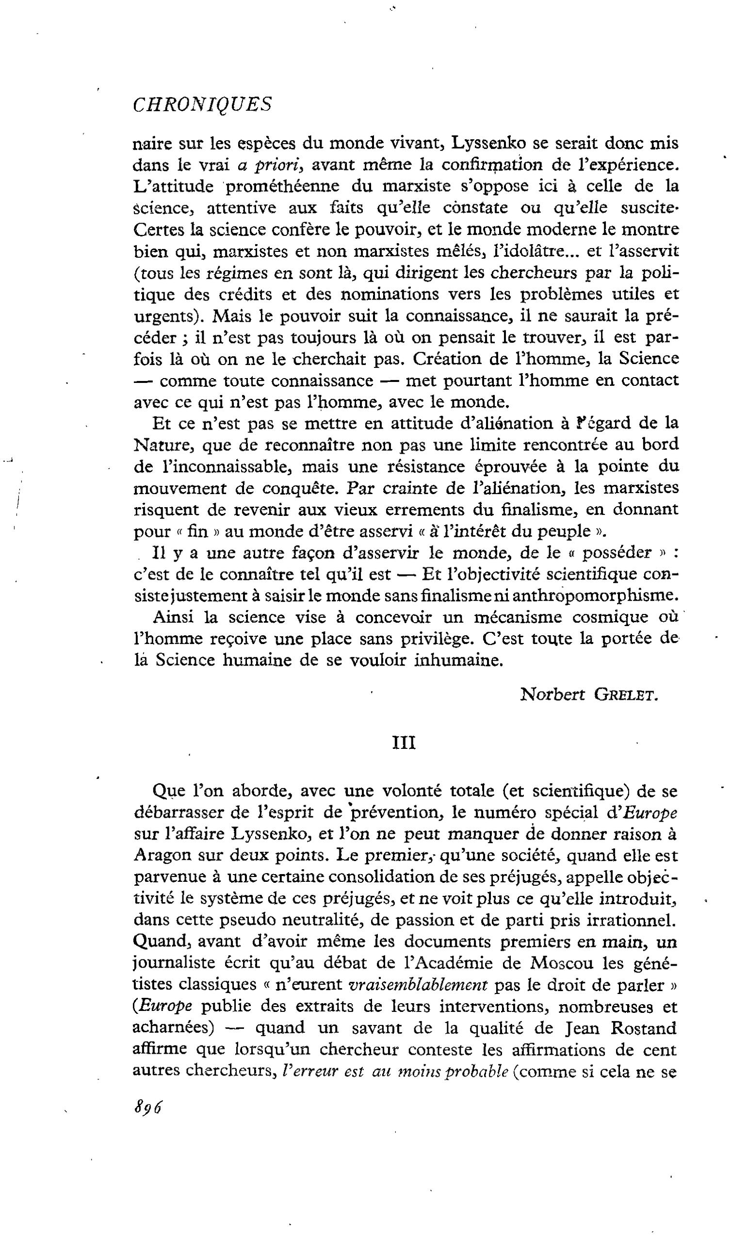 Trois vues sur l’affaire Lyssenko