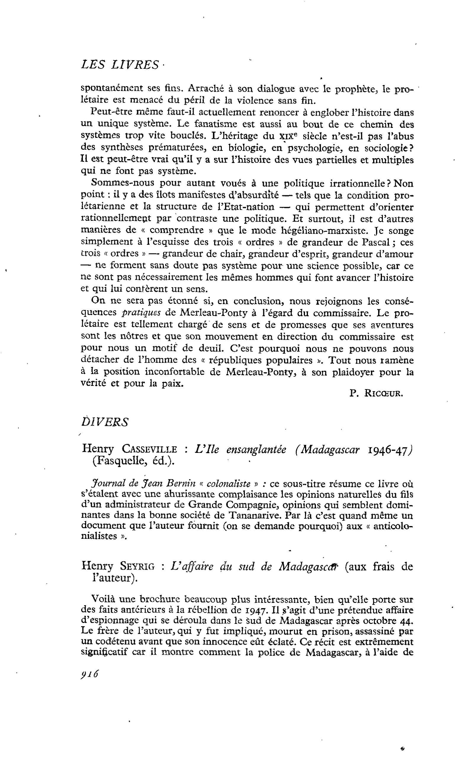 Henry Seyrig : L’affaire du sud de Madagascar- (aux frais de l’auteur)